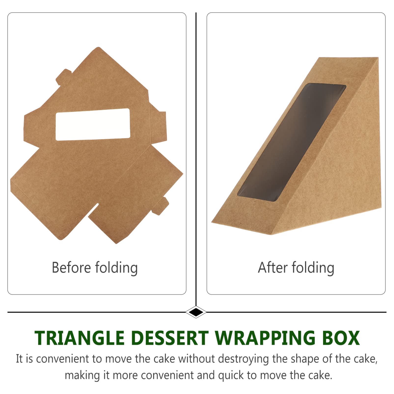DOITOOL 50 Pcs Triangular Sandwich Boxes with Window - Eco-Friendly Takeout Containers for Cakes, Pastries, Candies & Party Snacks | Perfect for Picnics, Catering & Bakery Packaging