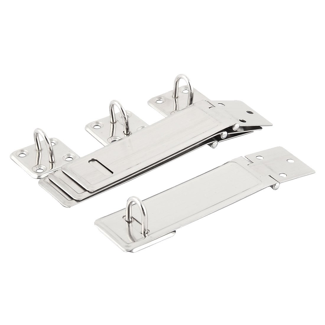 uxcell Stainless Steel Door Cabinet Clasp Lock - 4 Pack Heavy Duty Padlock Latch Hasp Set for Cupboard, Shed & Gate Security | Weatherproof & Rustproof Hardware