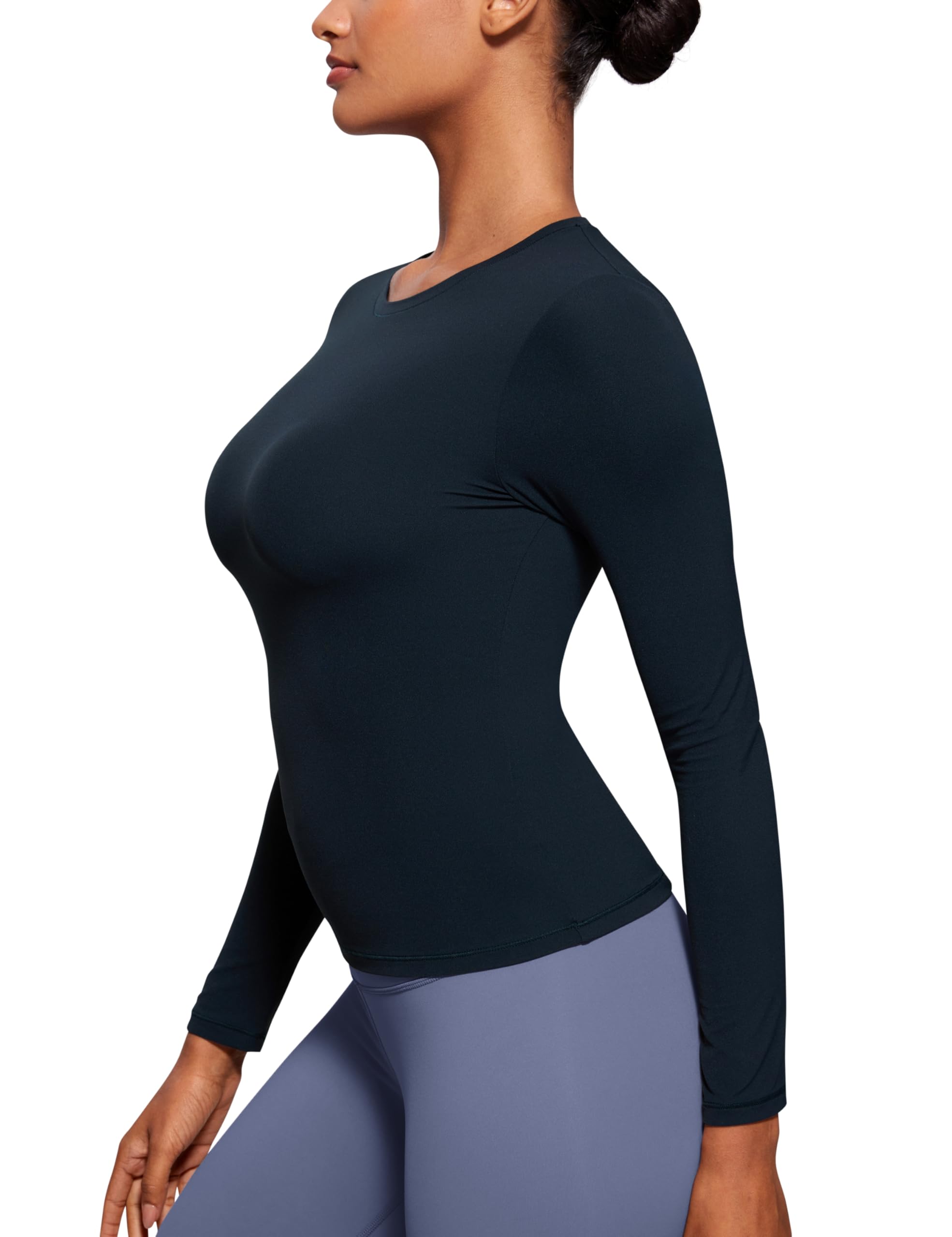 CRZ YOGA Women's Soft Embrace Long Sleeve T-Shirt - Comfortable Crew Neck Fitted Basic Top for Fall & Winter - Perfect for Yoga, Workouts, and Casual Outfits