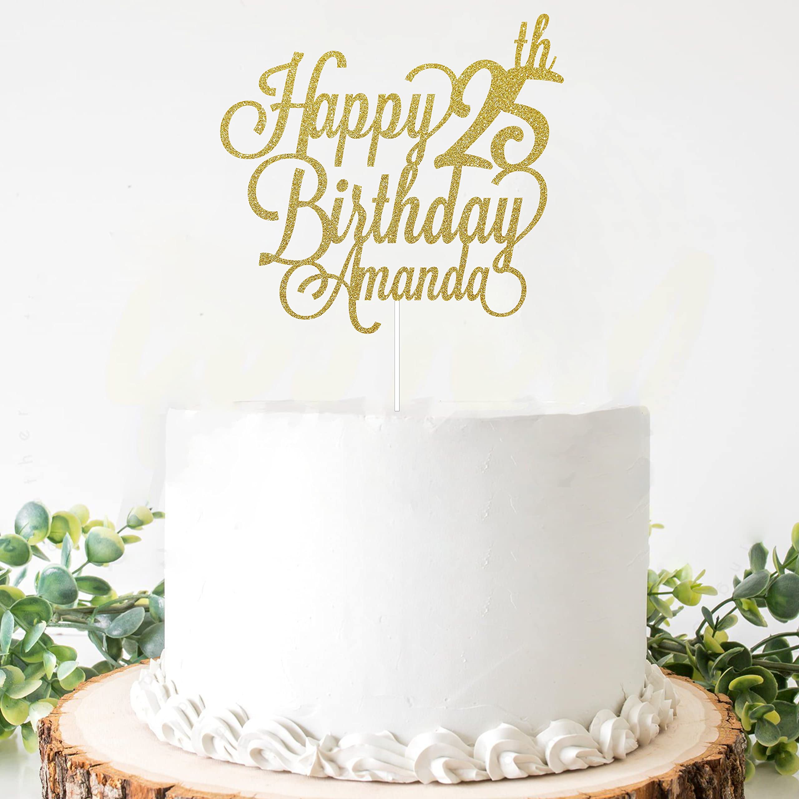 Custom Gold Birthday Cake Topper - Personalized with Name & Age for 1st, 10th, 13th, 16th, 18th, 21st, 30th, 40th, 50th, 60th, 70th, 80th Birthday Parties - Glitter Cake Decoration for Weddings, Anniversaries & Special Celebrations