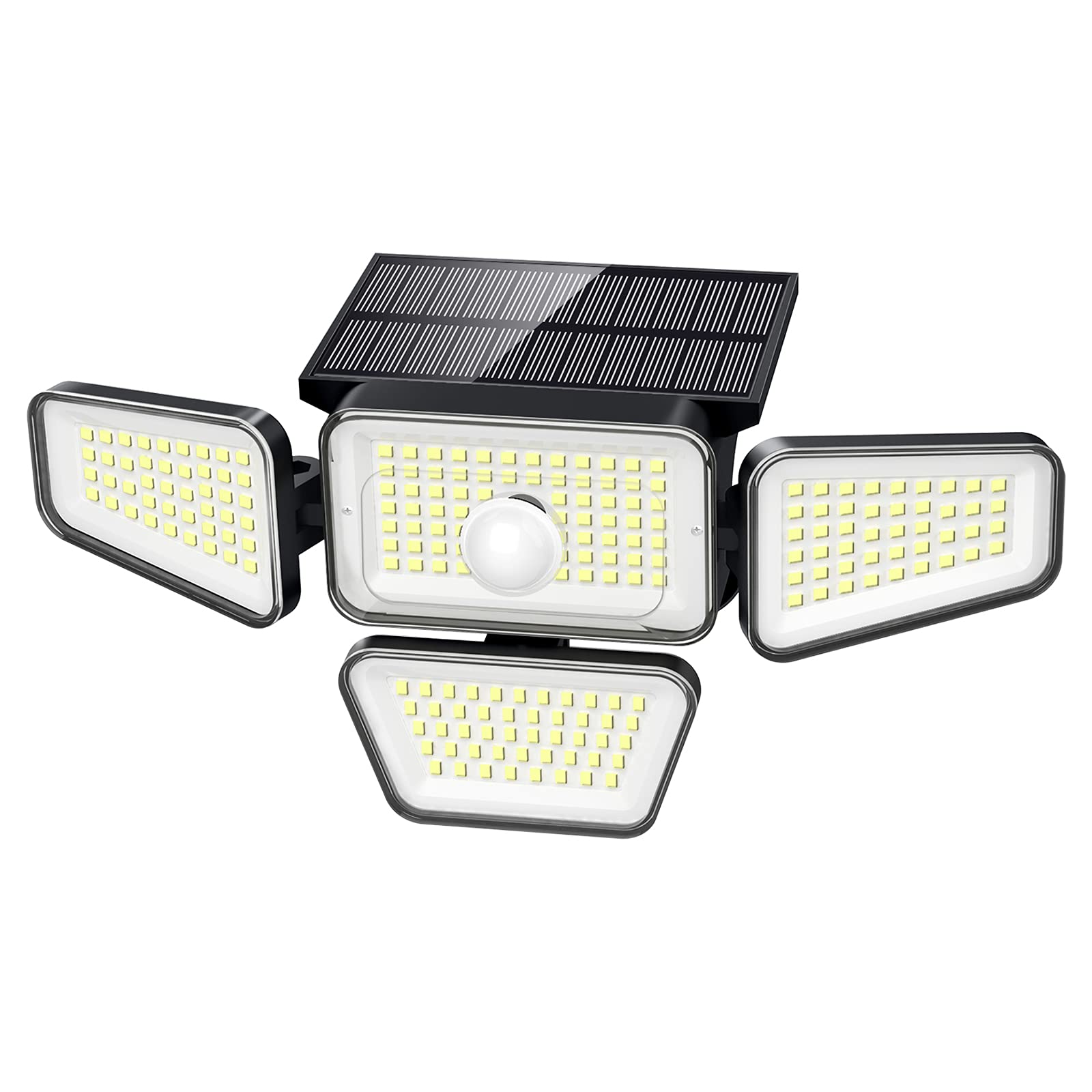 270 LED 3000LM Solar Security Lights Outdoor with Motion Sensor - IP65 Waterproof, 4 Heads, 3 Modes, 330° Wide Angle, 6500K Wireless Solar Flood Lights (1 Pack) - Perfect for Driveway, Garden, Yard, and Patio Lighting