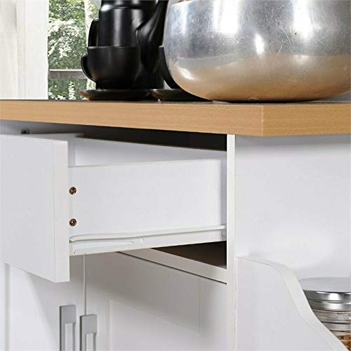 Mobile Kitchen Island Cart with Spice Rack & Towel Holder - Wood Top Rolling Kitchen Cart with Storage Drawers for Home, Hotel & Dining Room - Perfect for Small Spaces, Food Prep & Extra Counter Space