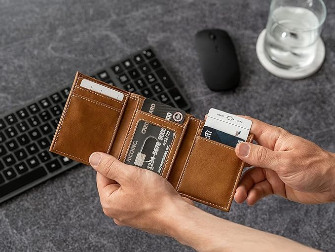 Premium Rockies Laser Engraved Genuine Leather Trifold Wallet for Men - Stylish RFID Blocking Billfold with ID Window - Perfect for Travel, Business & Everyday Use
