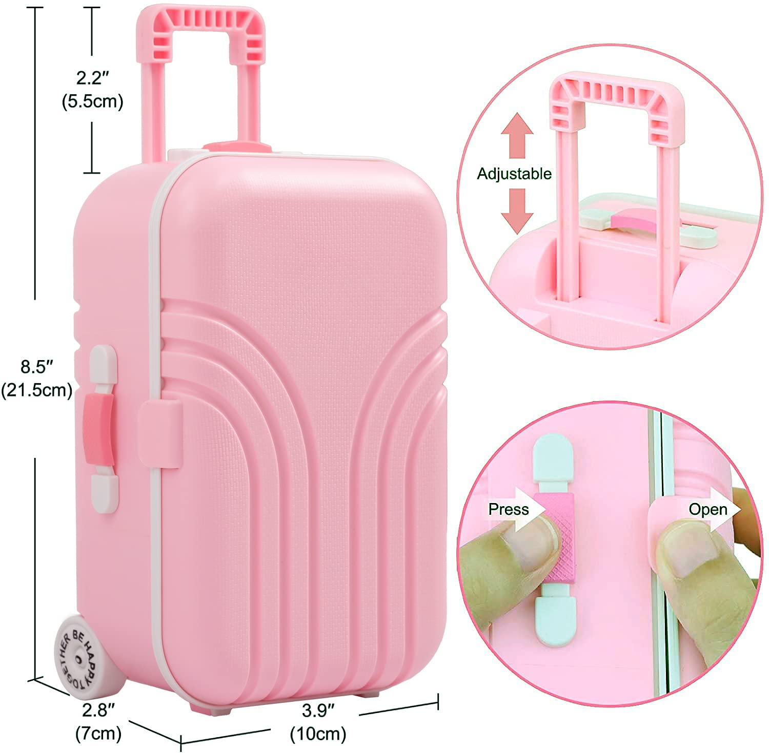 18 Inch Doll Suitcase Travel Luggage Set with Clothes, Hat, Sunglasses, Camera & Toy Pet - Perfect for Pretend Play, Travel Adventures & Doll Storage Accessories