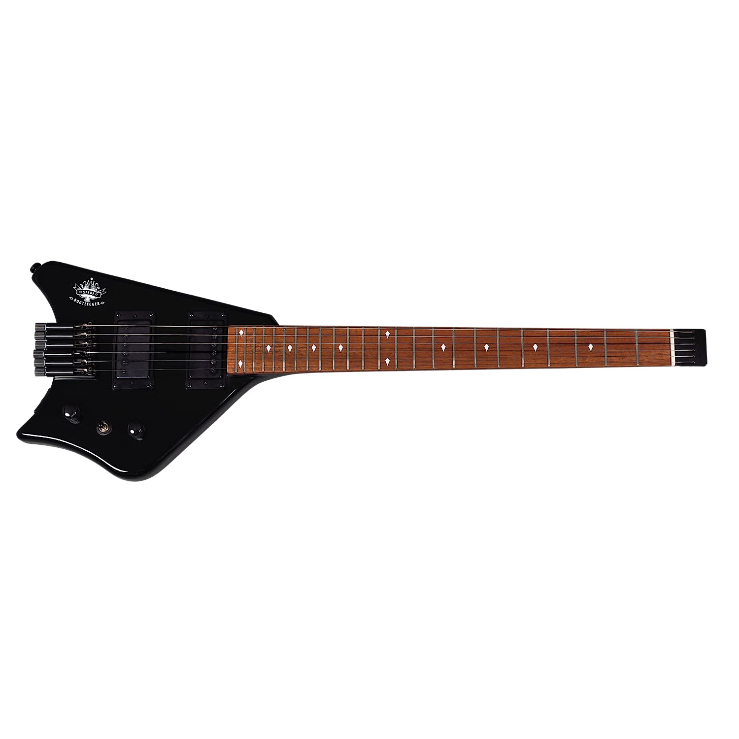 Bootlegger Guitar Spade Headless Electric Travel Guitar - Pro Series Full Scale with Stiletto Hard Case | Portable Electric Guitar for Recording, Gigs & Travel | Perfect for Musicians, Buskers & Small Spaces