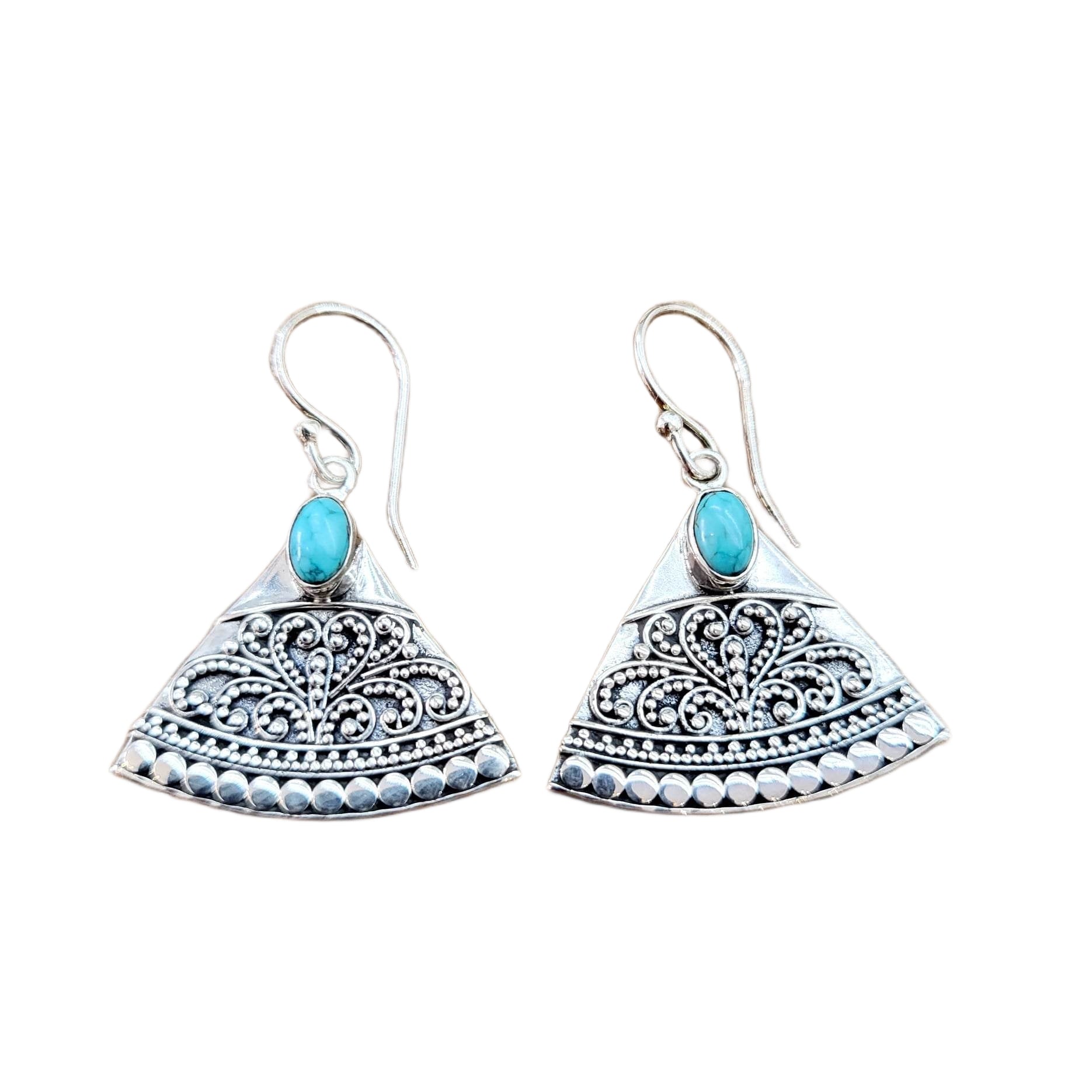 Cancun Turquoise Drop Earrings for Women - Handmade Sterling Silver Dangle Earrings - Boho Chic Jewelry for Party, Wedding & Everyday Wear