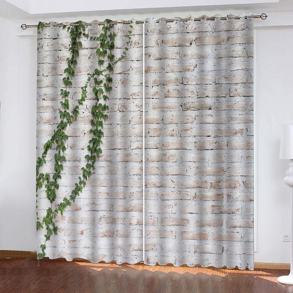 LILYXIN 3D Red Brick Wall Art Blackout Curtains for Kids Bedroom - 55x102 Inch Thermal Insulated Window Panels (Set of 2) | Boys Girls Nursery Room Decor | Energy Saving & Noise Reducing | Perfect for Playrooms, Dorm Rooms & Home Theaters
