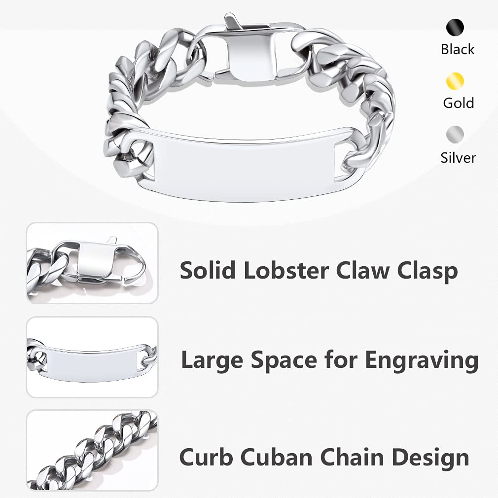 Supcare Personalized Adjustable Bracelet for Men & Women - 316L Stainless Steel Fashion Jewelry Wrist Chain in Silver, Gold & Black - Perfect Gift with Gift Box for Anniversary, Birthday & Valentine's Day