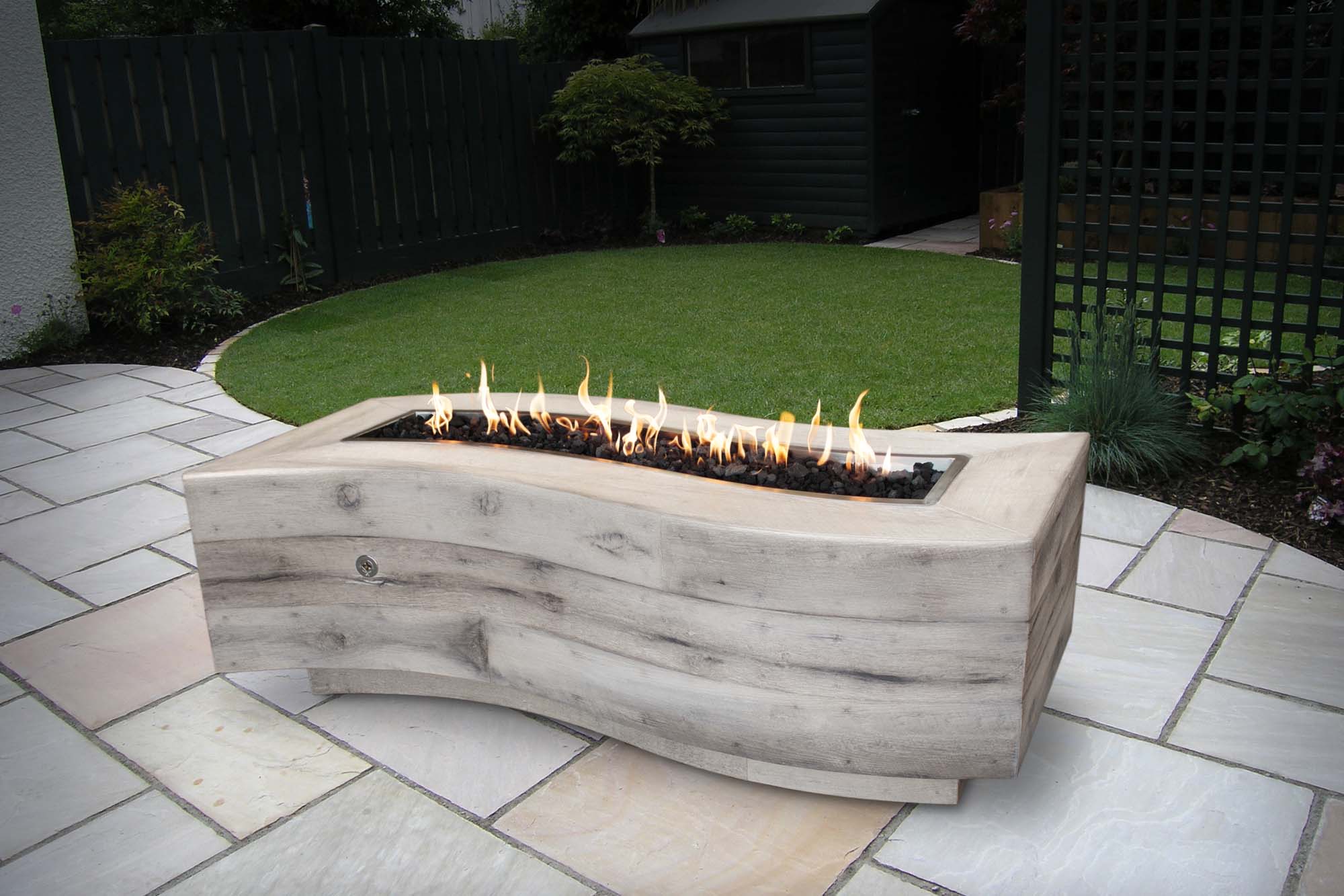 Premium Big Sur Wood Grain Outdoor Fire Pit - Heavy Duty Steel for Backyard, Patio, and Camping - Perfect for Bonfires, S'mores, and Outdoor Gatherings