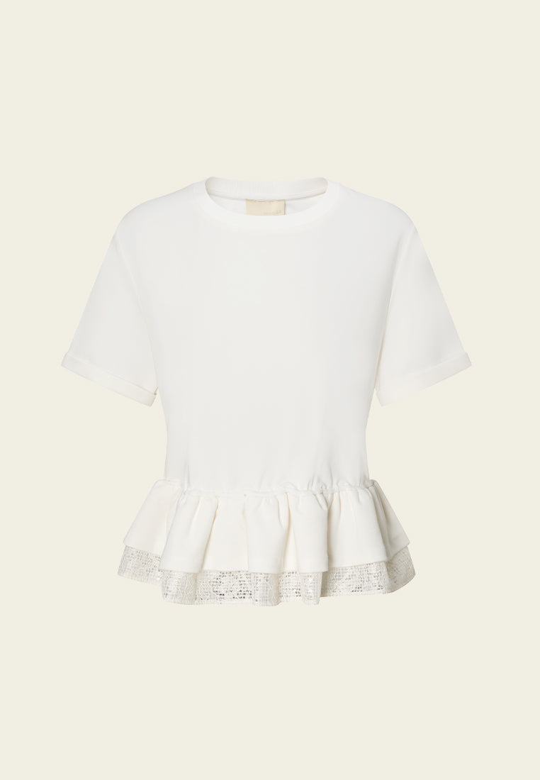 Women's Short Sleeve Ruffled Hem Cropped T-Shirt - Casual Summer Blouse for Beach, Party & Everyday Wear