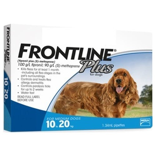 Frontline Plus Flea & Tick Treatment for Medium Dogs 10-20kg | Fast-Acting, Long-Lasting Protection | Perfect for Outdoor Adventures & Daily Walks
