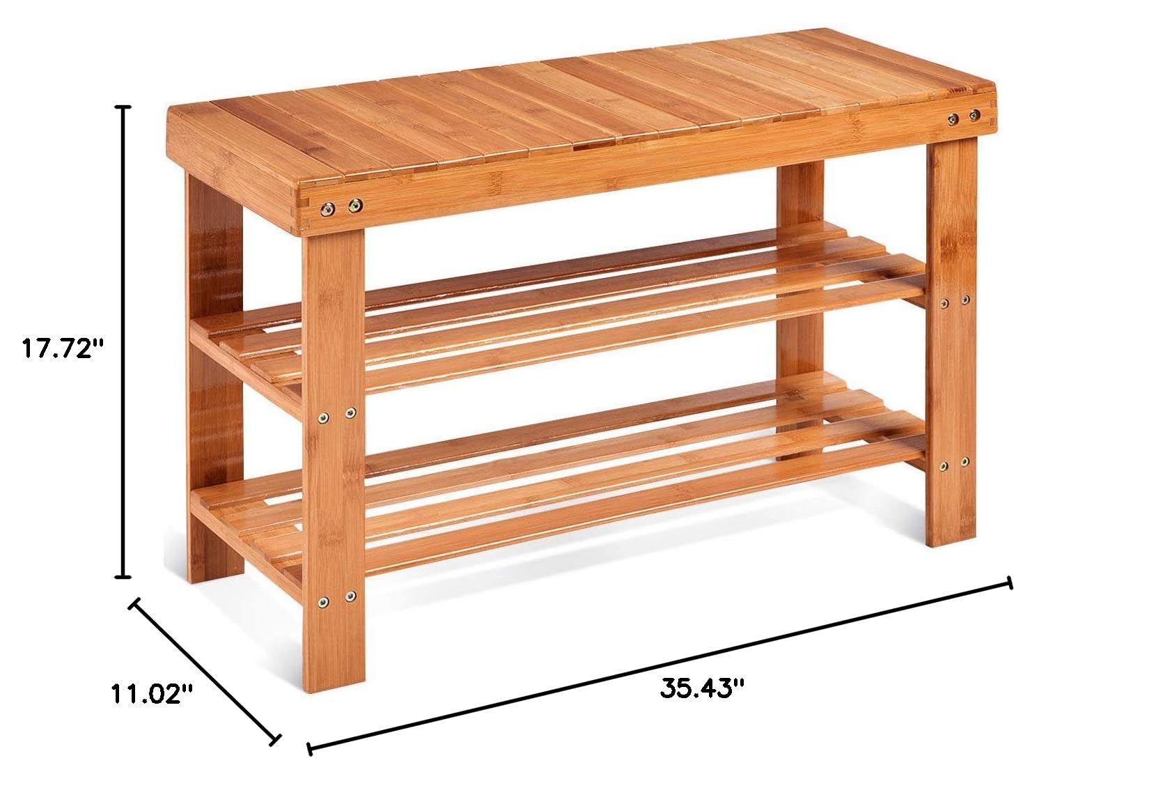 2-Tier Bamboo Shoe Bench with Storage Shelf - Modern Entryway Shoe Organizer for Hallway, Living Room & Bathroom - Free Standing Shoe Rack with Stylish Design (Natural) - Perfect for Small Space Organization & Home Décor