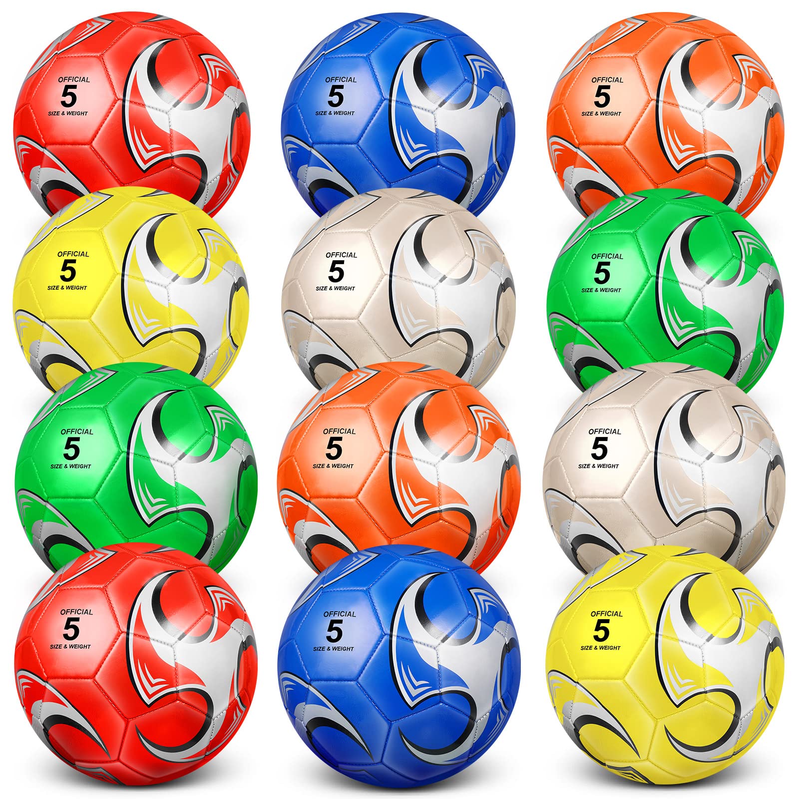 Supervitae 12 Pack Deflated Soccer Balls with Pump - Size 5 Training Balls for Teens & Adults - Perfect for Outdoor/Indoor Practice, School Sports, Birthday Gifts & Back to School Supplies - Great for Team Training, Youth Leagues & Soccer Parties