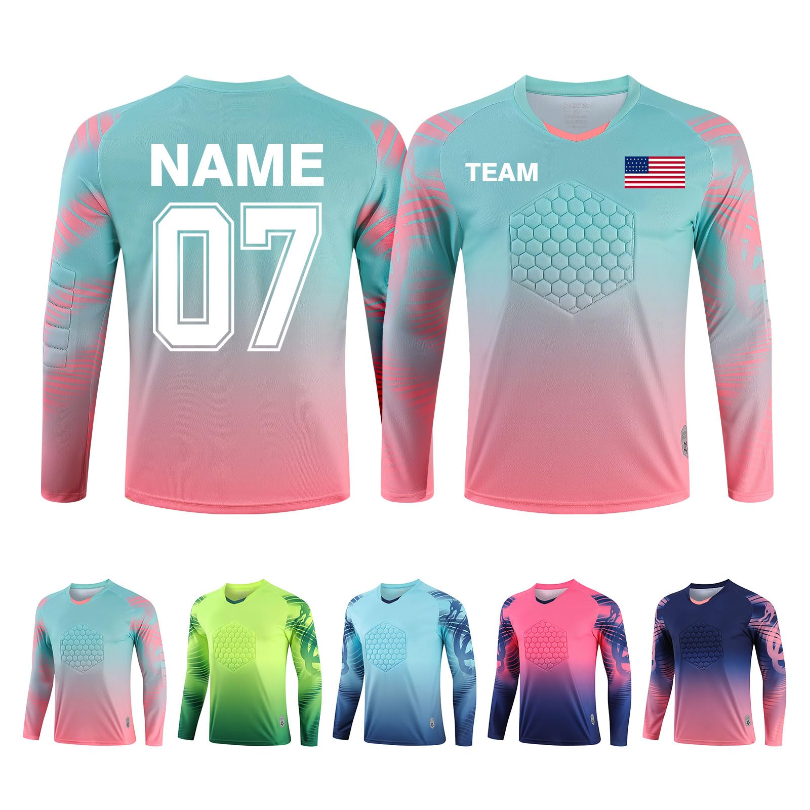 Custom Personalized Goalie Jersey Soccer Uniform for Adults & Kids - Long Sleeve Jersey & Pants with Name & Team Logo - Perfect for Goalkeepers, Team Sports, and Soccer Training