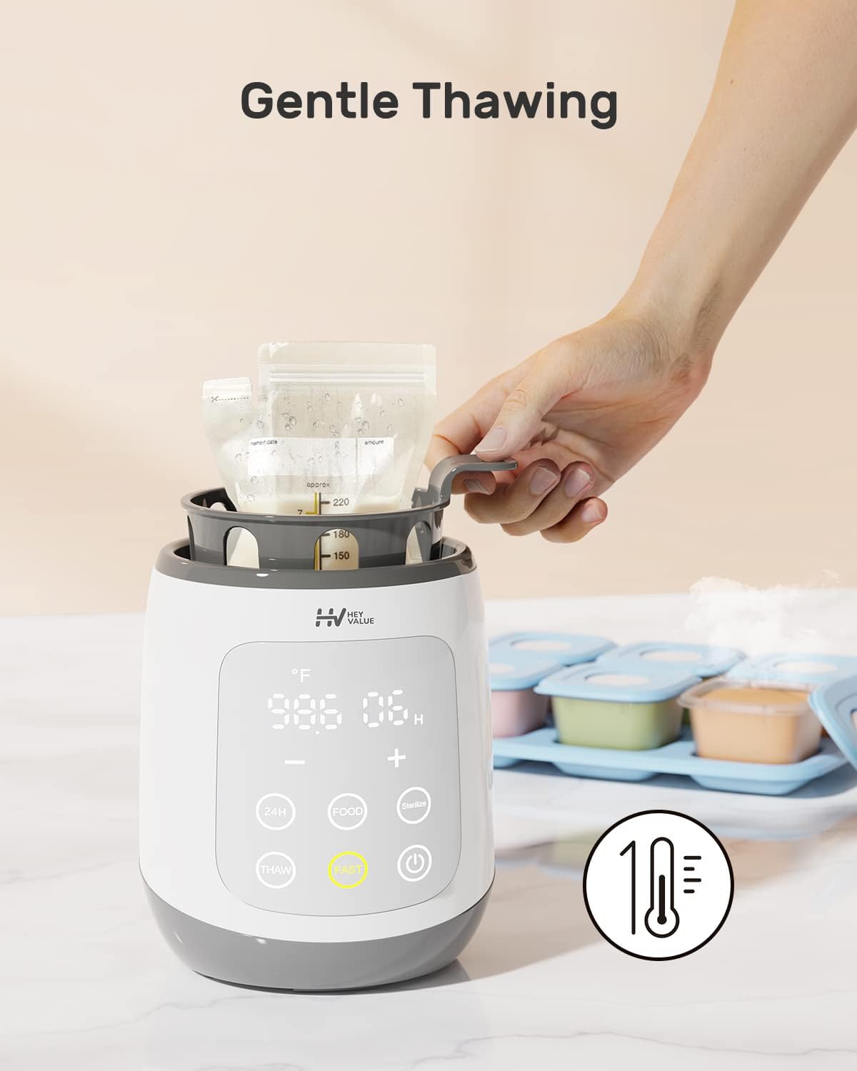 HEYVALUE 10-in-1 Bottle Warmer & Baby Food Heater - Fast BPA-Free Milk Warmer with LED Display & Precise Temperature Control for Breastmilk, Formula - Perfect for Night Feedings, Travel & Daycare Use