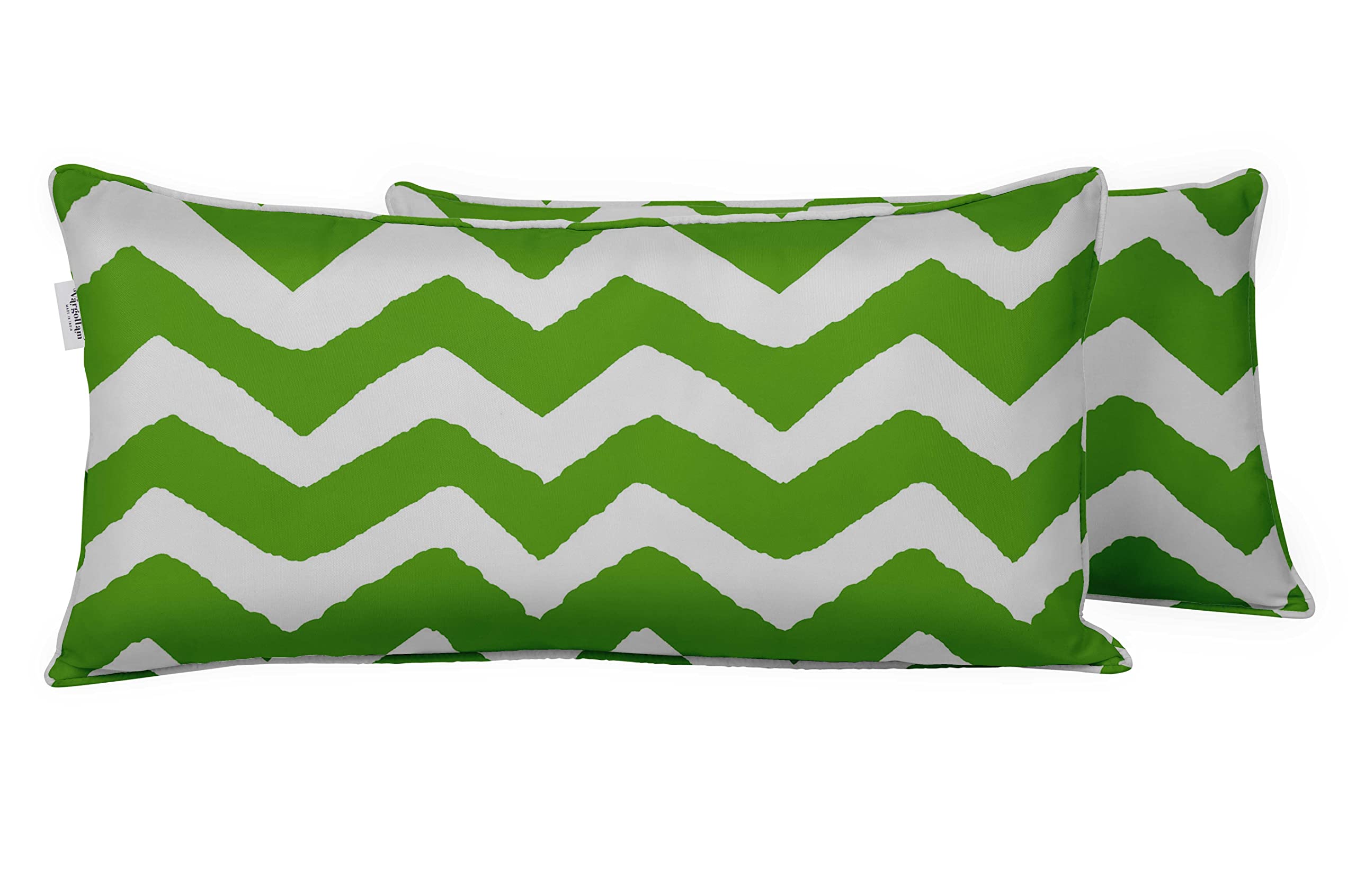 Waterproof Polyester Lumbar Pillow Covers Set of 2 (16x24 Inches) - Indoor Outdoor All-Weather Decorative Cushion Cases for Sofa, Patio Furniture & Home Decor - Chevron Pattern Design