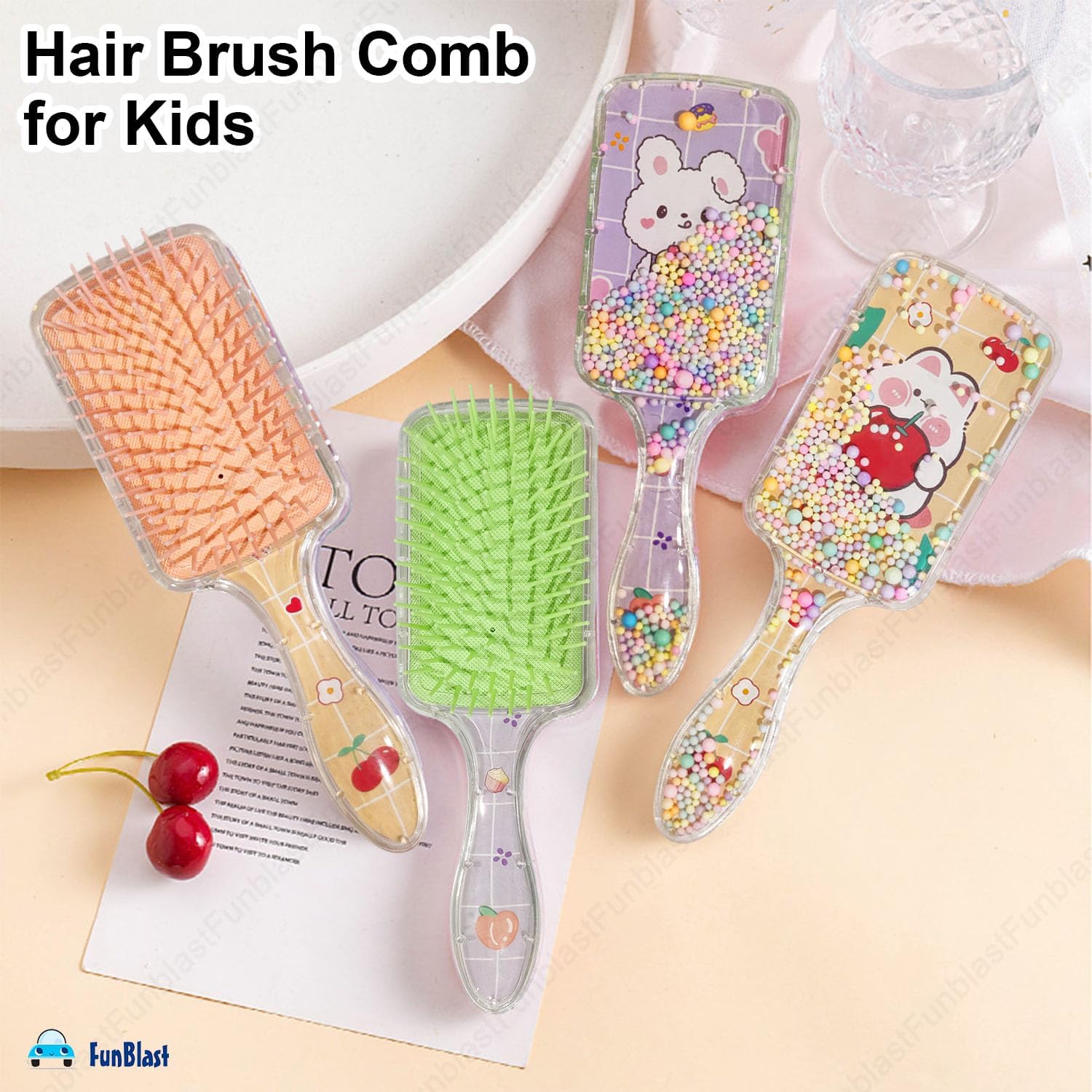 FunBlast Glitter Hair Brush Comb for Girls & Women - Kids Hair Care Set for Styling & Detangling