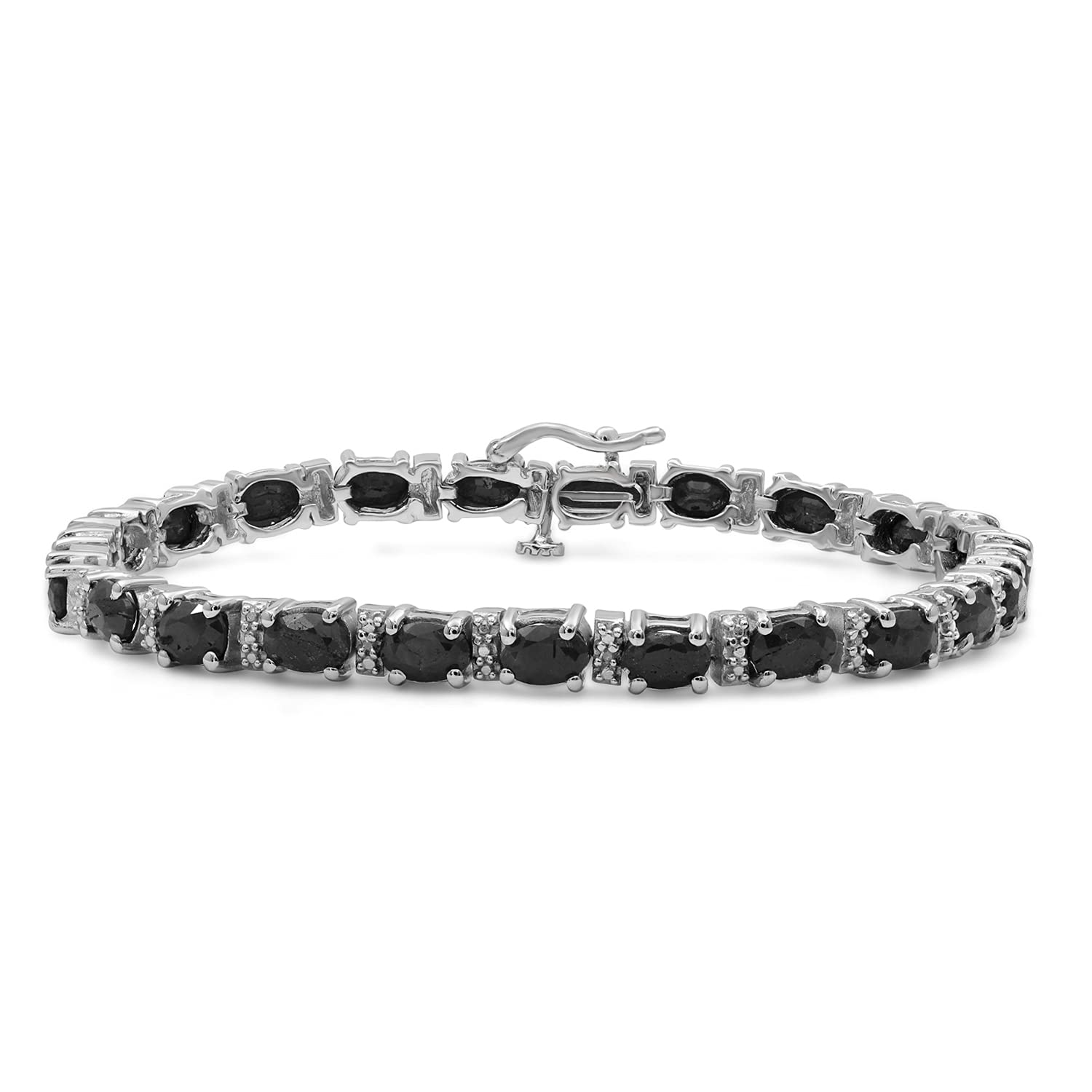 JEWELEXCESS Genuine Sapphire Bracelet for Women - 925 Sterling Silver Single-Row Birthstone Jewelry - Elegant Gift for Her | Perfect for Anniversaries, Birthdays & Special Occasions
