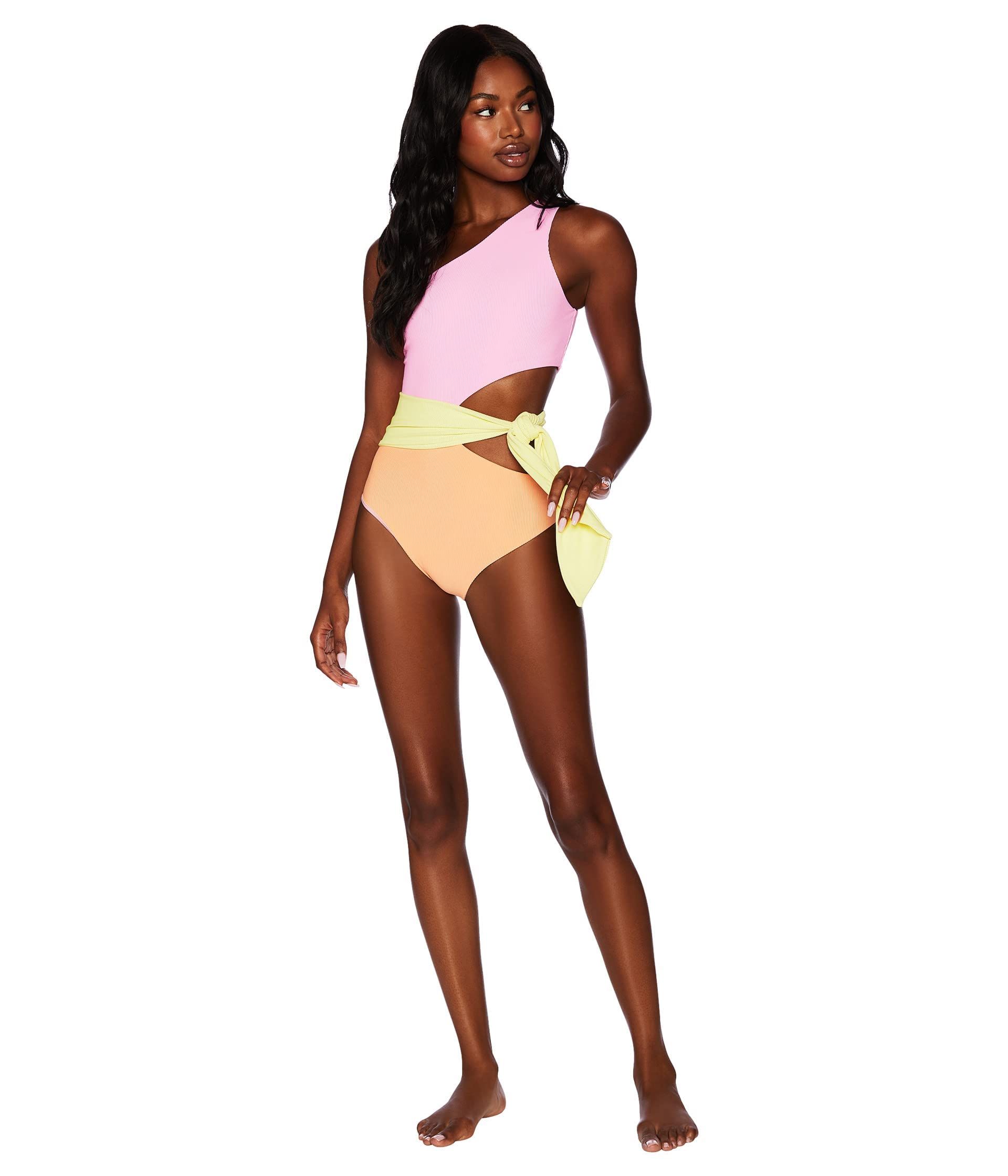 Beach Riot Carlie One-Piece Swimsuit - Fruity Color-Block Design - Medium Size - Perfect for Pool Parties & Summer Vacations