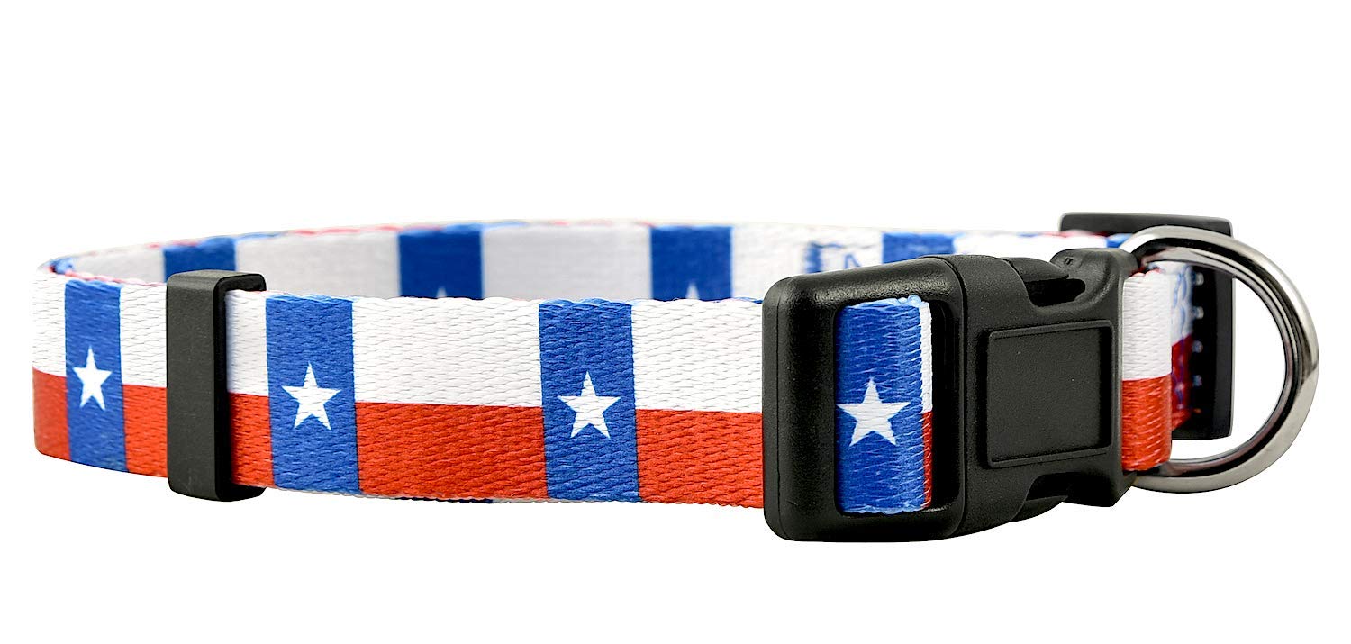 Native Pup Texas State Flag Dog Collar - Large Size for Medium to Large Dogs - Durable Nylon Pet Collar with Adjustable Buckle - Perfect for Walks, Hiking & Texas Pride Pet Accessories