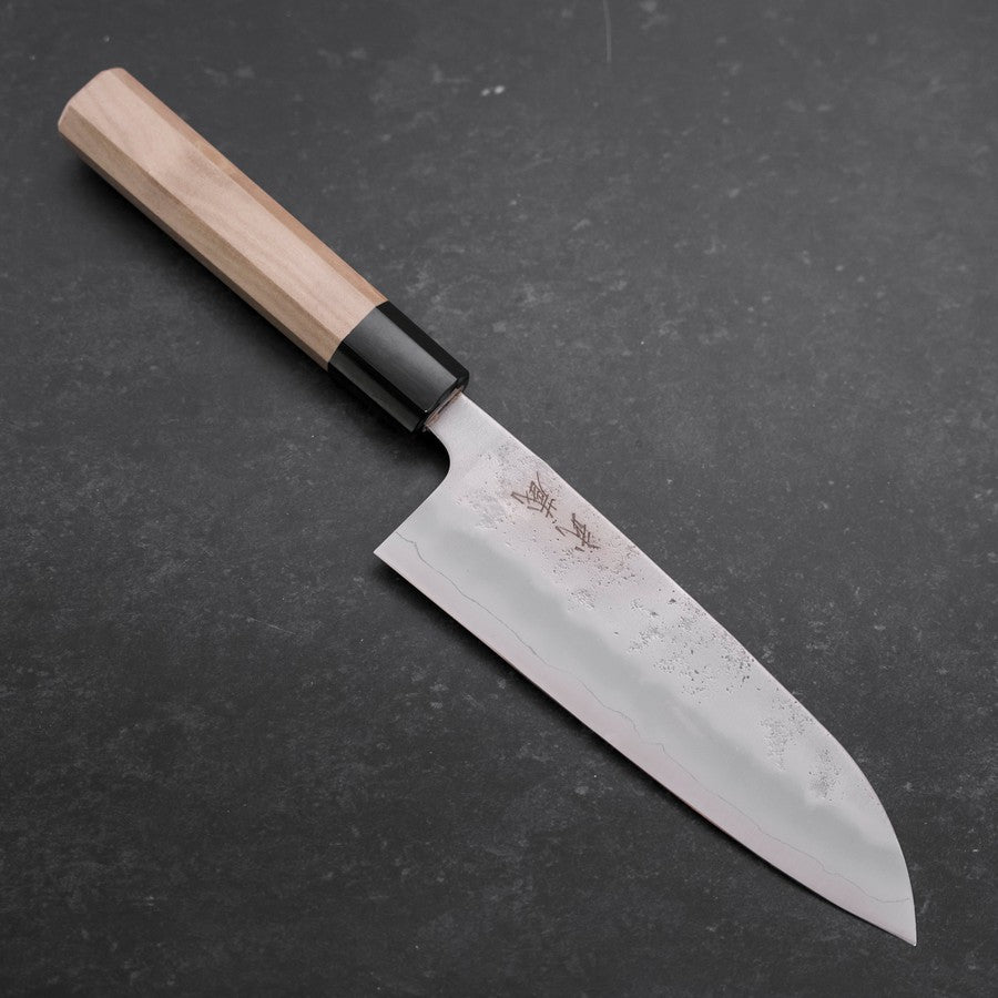 Premium Santoku Knife 165mm - High-Carbon Silver Steel Blade with Nashiji Finish & Buffalo Magnolia Handle - Perfect for Sushi, Vegetables, and Meat Preparation