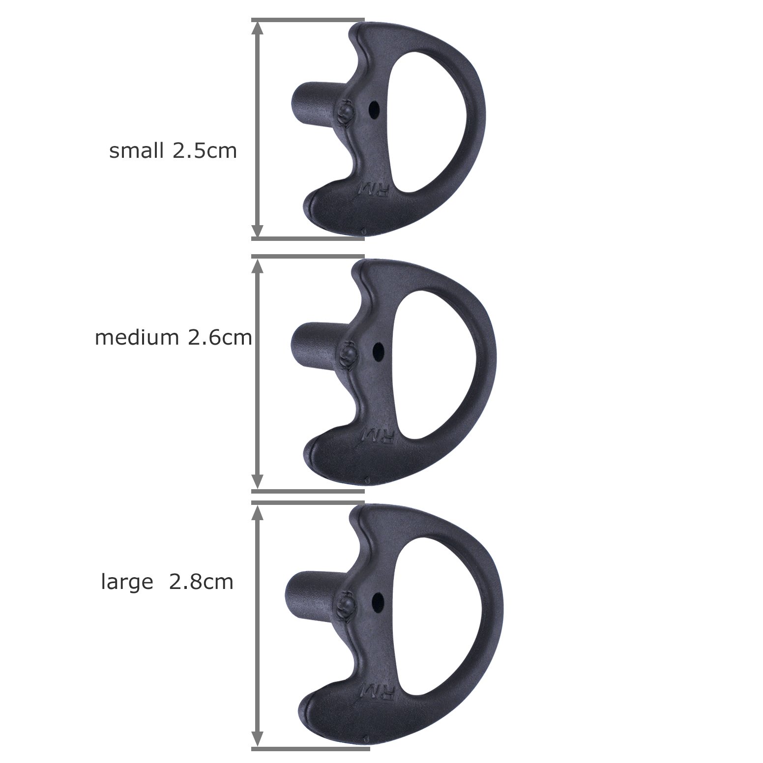 Soft Silicone Two Way Radio Ear Mold Replacement - Acoustic Coil Tube Earpiece Earmold (Black, 2 Pair Large) for Clear Communication - Perfect for Security, Construction & Outdoor Activities
