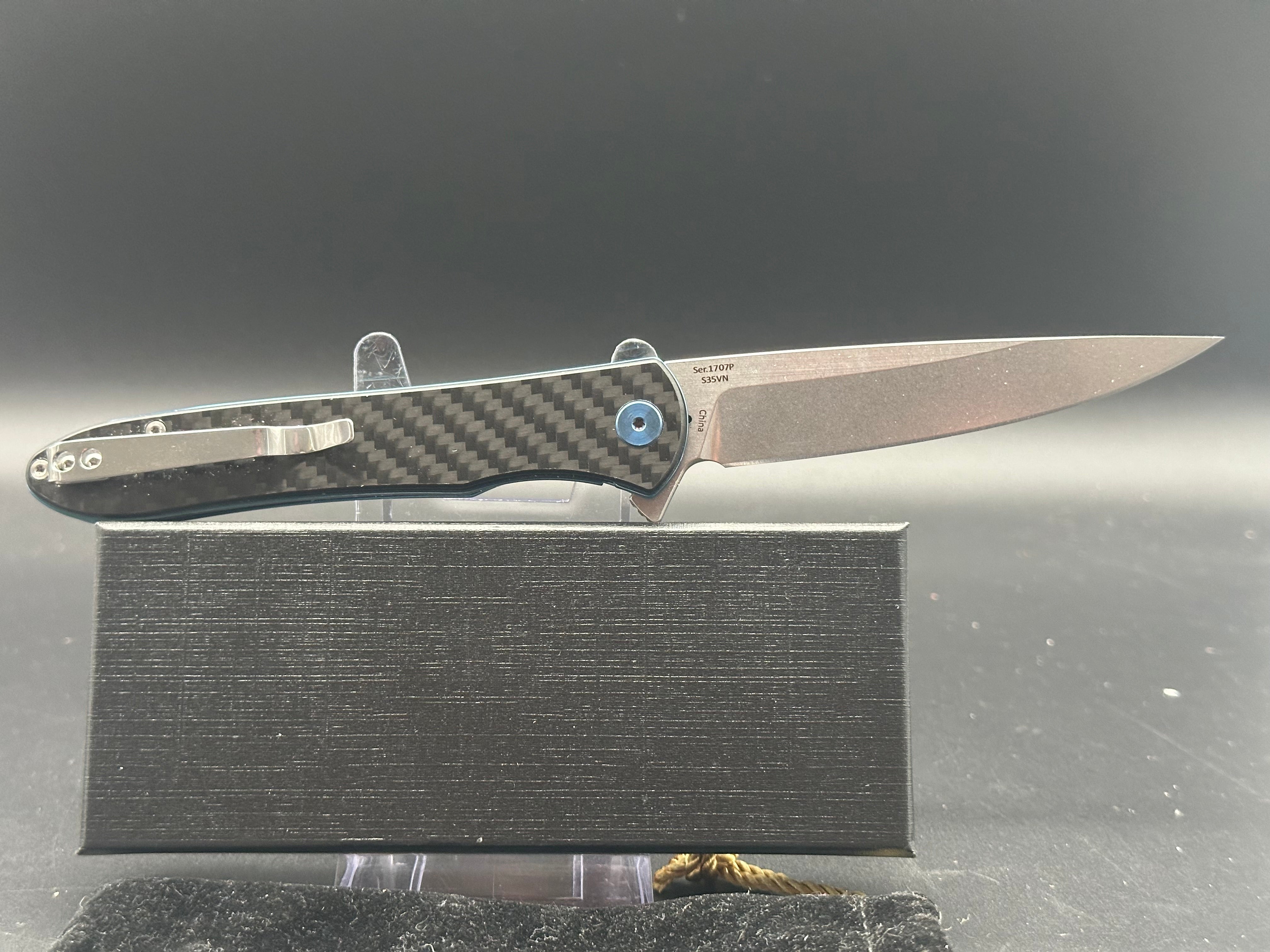 Premium Artisan Cutlery Shark Folding Knife - Carbon Fiber & G10 Handle with S35VN Steel Blade - Perfect for Outdoor Camping, Hunting, and Everyday Carry (EDC)