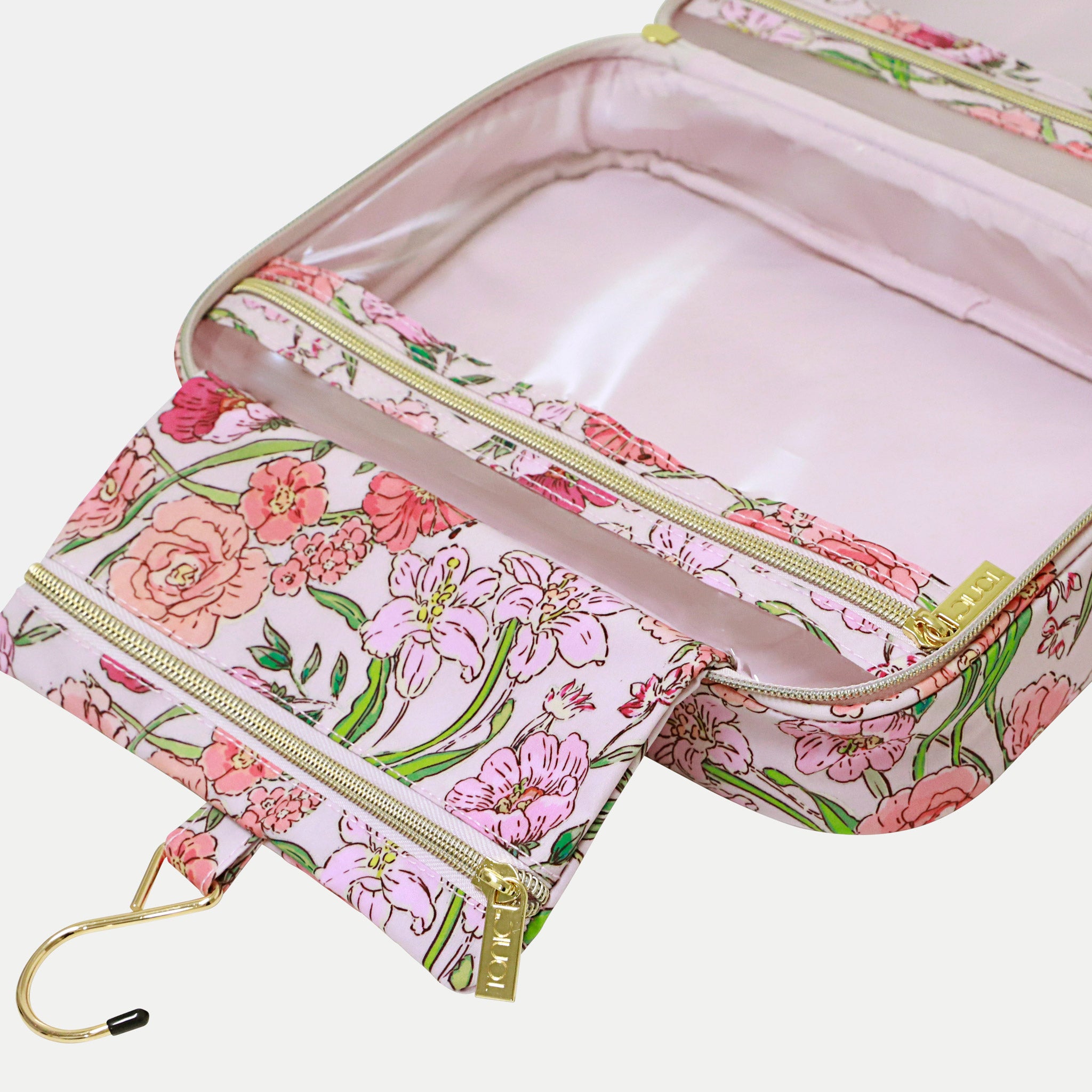 Hanging Cosmetic Bag Fleur Rose - Waterproof Travel Makeup Organizer for Women, Perfect for Bathroom Storage & Vacation Essentials