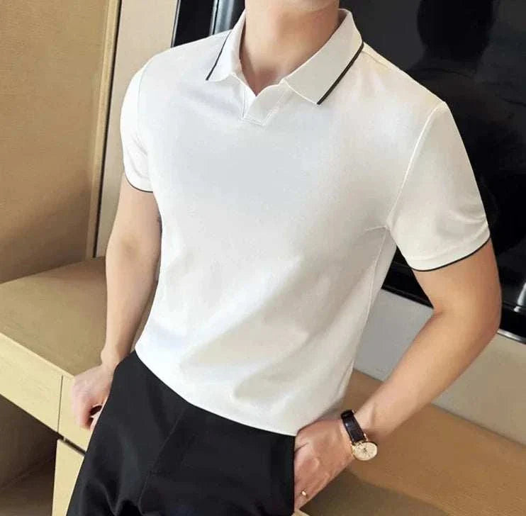 British Slim Fit Summer Polo Shirt for Men - Breathable Cotton Casual Short Sleeve Tee - Perfect for Golf, Office & Outdoor Activities