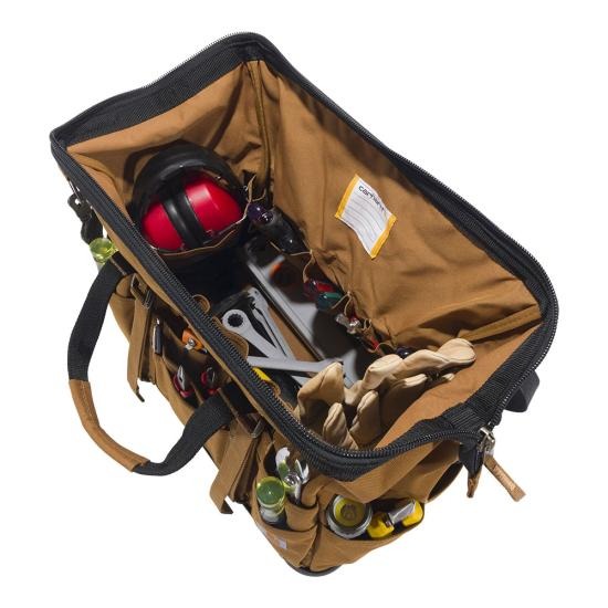 18 Inch Heavy Duty Molded Base Tool Bag - Durable Storage for Electricians, Contractors & DIY Projects - Perfect for Work, Home & Garage Organization