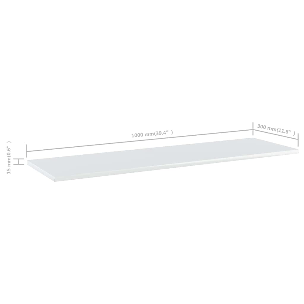 8-Piece High Gloss White Storage Shelf Boards - 39.4