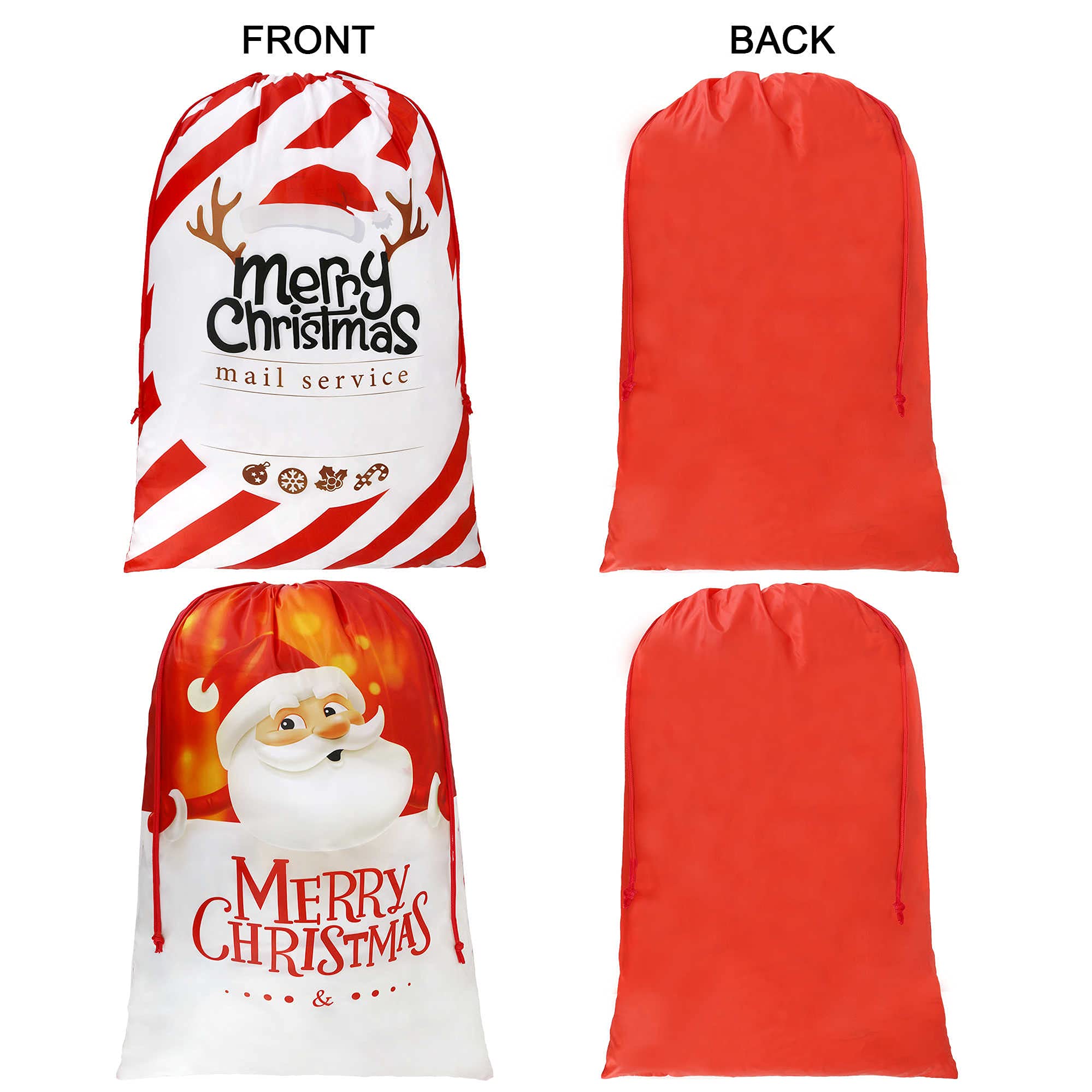 BeeGreen 2-Pack Extra Large Christmas Gift Bags 27.6x42 Inch - Heavy Duty Santa Sack Drawstring Bags for Holiday Wrapping, Family Gifts & Party Favors - Perfect for Christmas Morning, Secret Santa Exchanges & Festive Home Decor