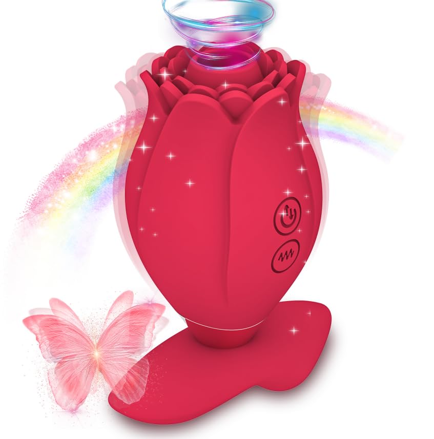 2024 Rose Vibrator Stimulator - 10 Speed Licking & Sucking Clitoral Massager for Women, Ultra Quiet & Waterproof, Rose Red (L6S-5) - Perfect for Solo Play & Couples Intimacy