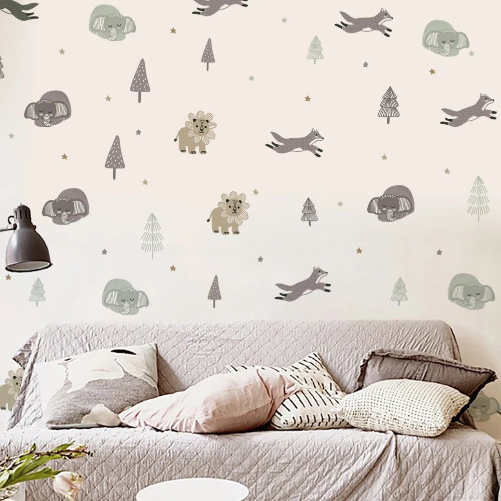 Adorable Cartoon Nursery Wall Stickers - Kids Room Decor Decals for Baby Boy & Girl Bedroom - Perfect for Nursery, Playroom & Children's Birthday Party Decorations