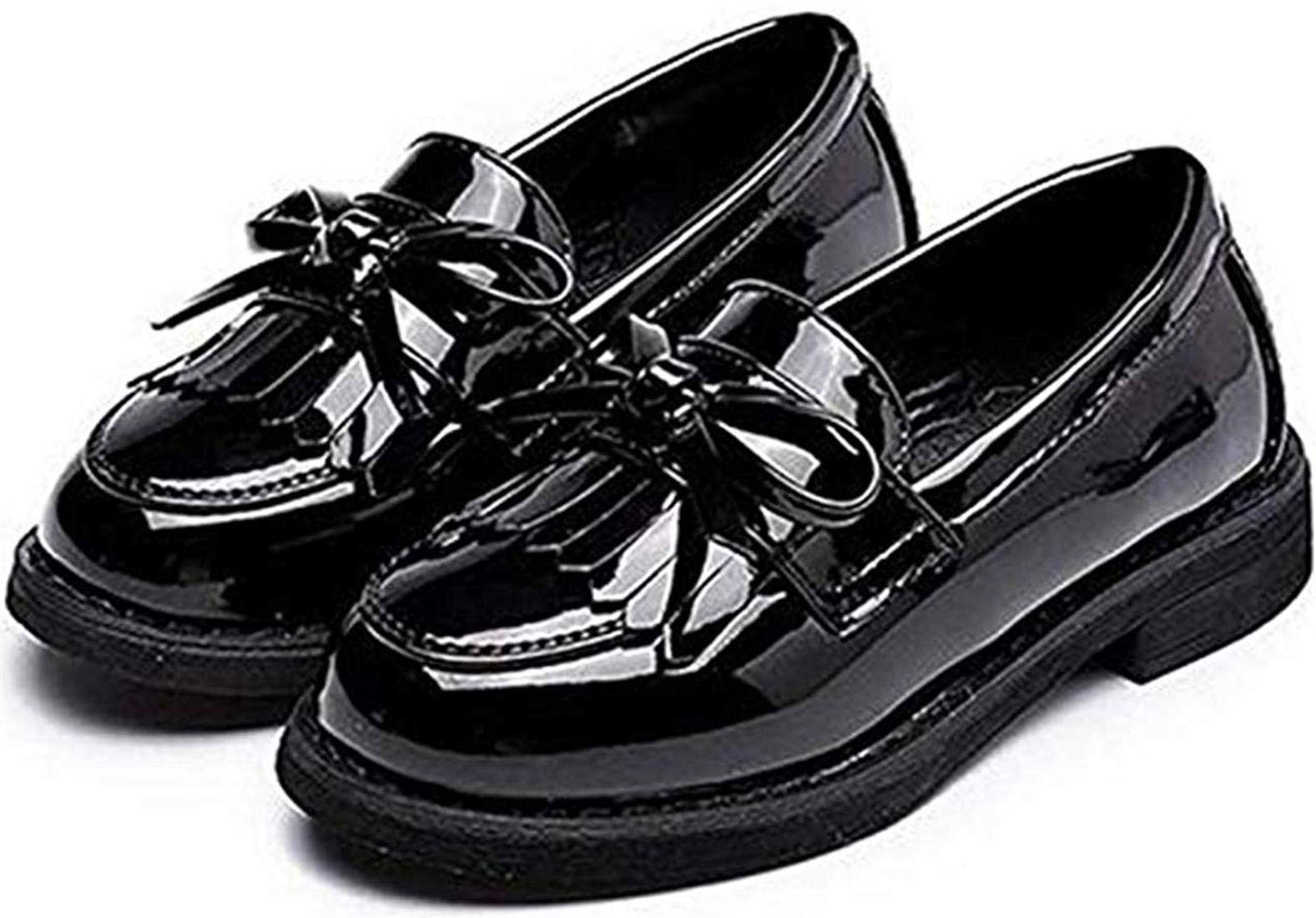 Girls Patent Leather Slip-On Penny Loafers - Shiny Oxford Flats for School Uniform & Dress Shoes - Perfect for Class, Church & Special Occasions