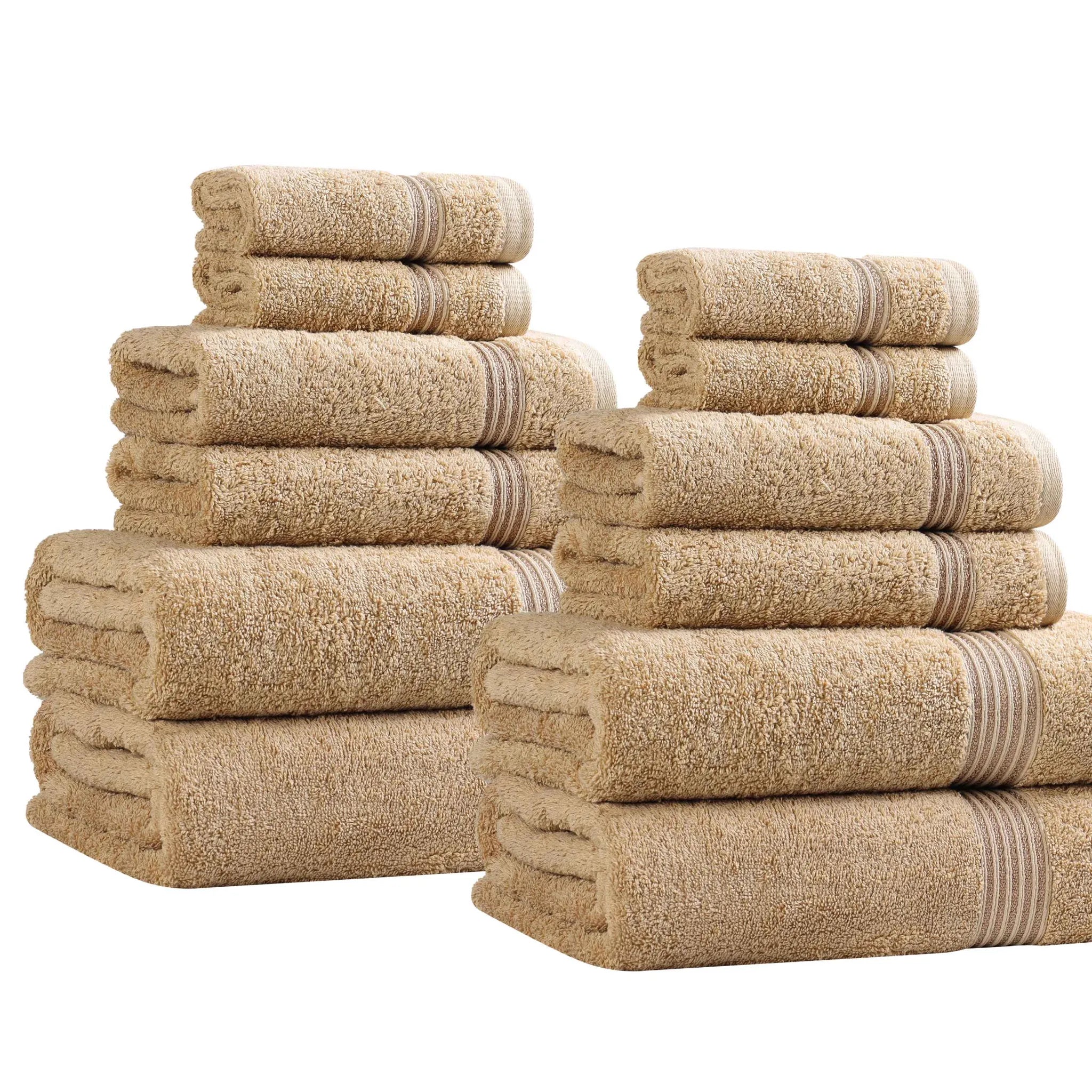 Premium 12-Piece Egyptian Cotton Towel Set - Ultra Soft, Highly Absorbent Bath & Beach Towels for Luxury Spa, Hotel, and Home Use