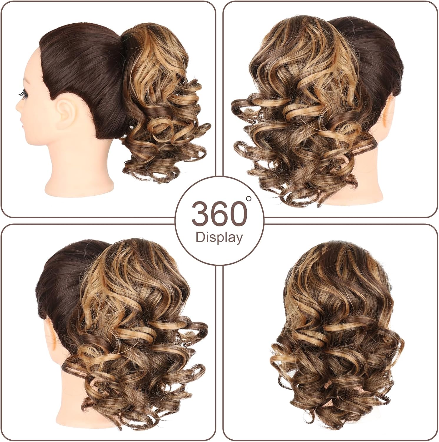 Voluminous Curly Ponytail Hair Extension - Clip-in Human Hair Ponytail for Women - Perfect for Parties, Weddings & Everyday Styling