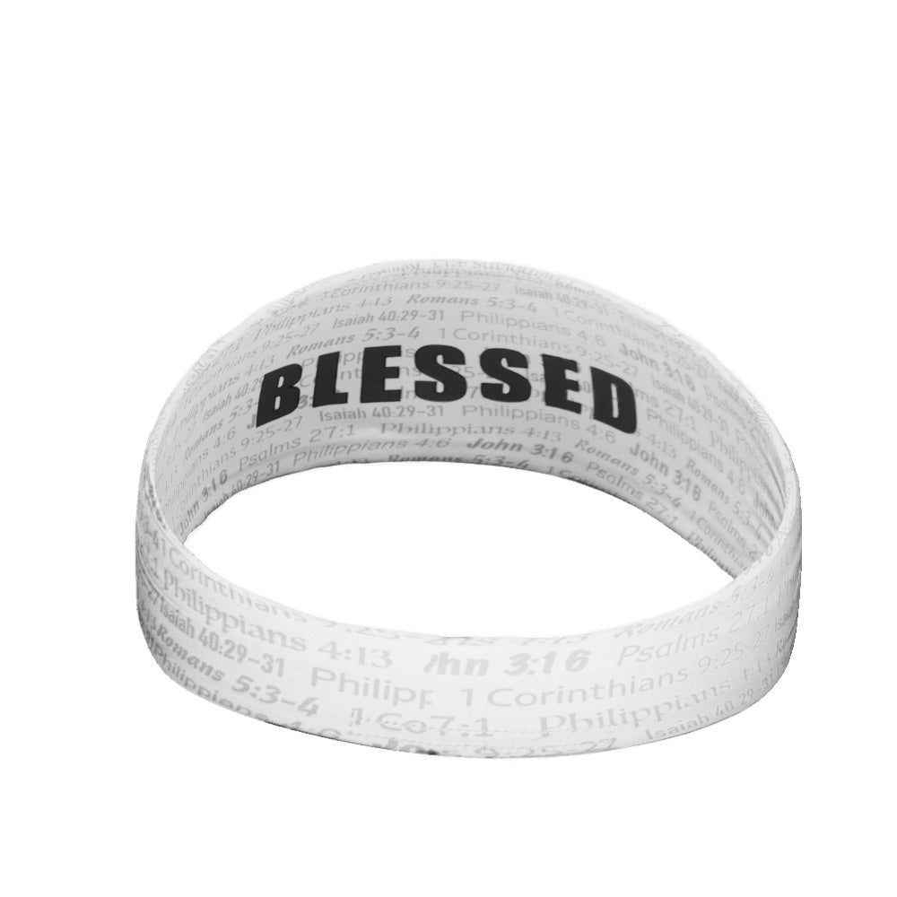 White BLESSED Headband for Women - Soft Stretchable Yoga Headband - Perfect for Workouts, Running, and Everyday Use
