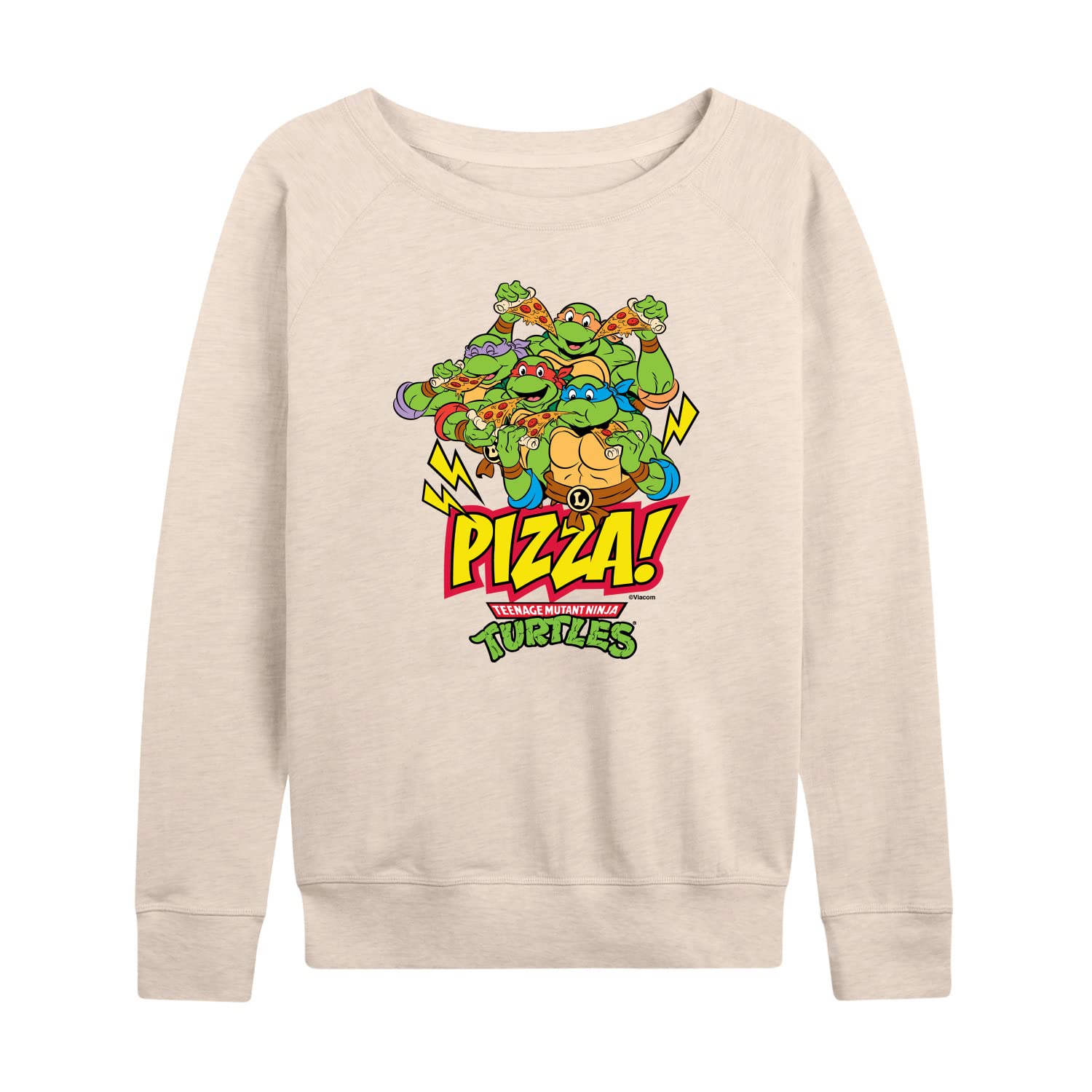 Women's Lightweight French Terry Pullover Hoodie - Teenage Mutant Ninja Turtles Pizza Design | Soft Casual Sweatshirt for TMNT Fans | Perfect for Lounge Wear, Cosplay & Gift Giving