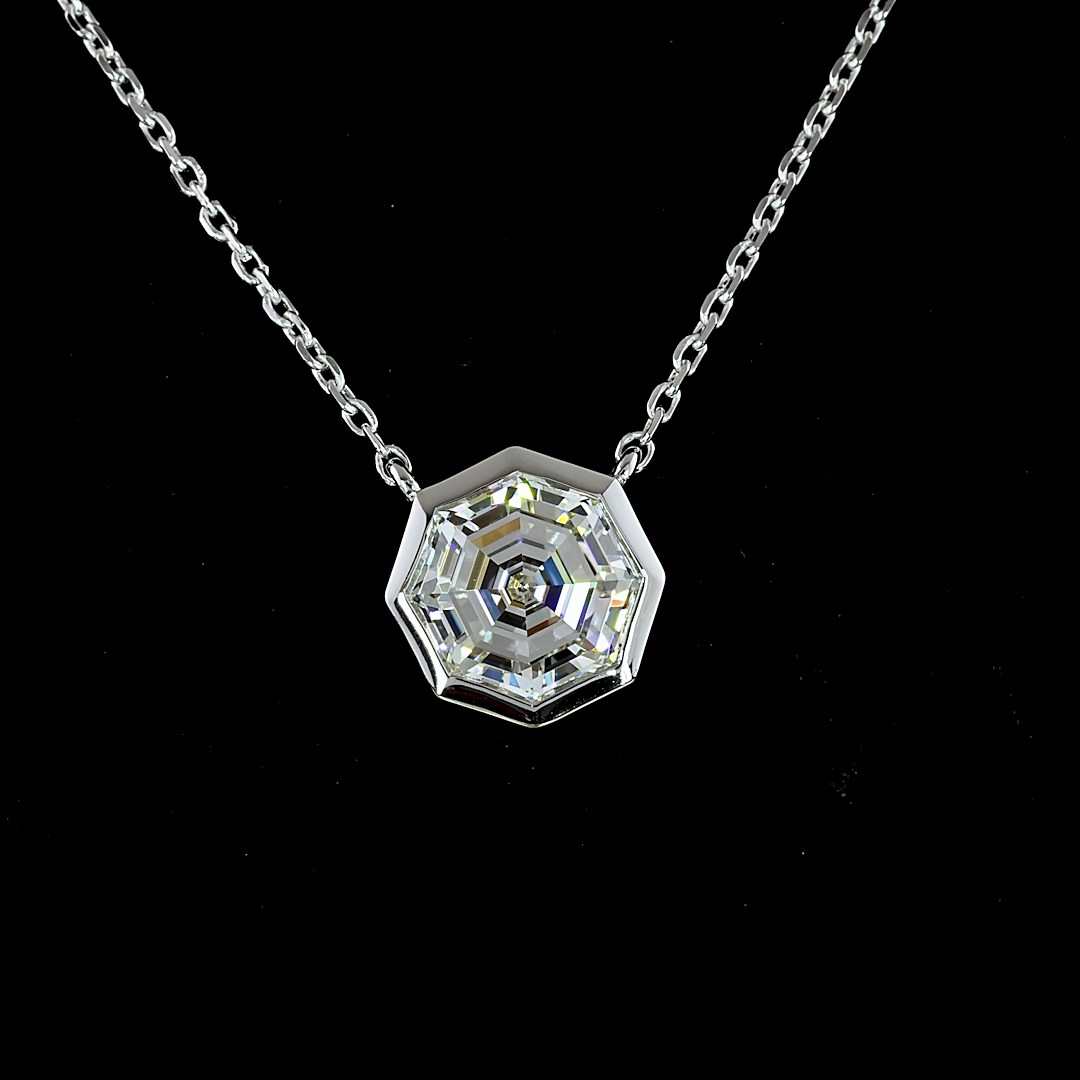 1.04 Carat Lab Grown Octagon Nova G VS1 Diamond Solitaire Pendant in 14K White Gold | Elegant Necklace for Women | Perfect for Weddings, Anniversaries & Special Occasions