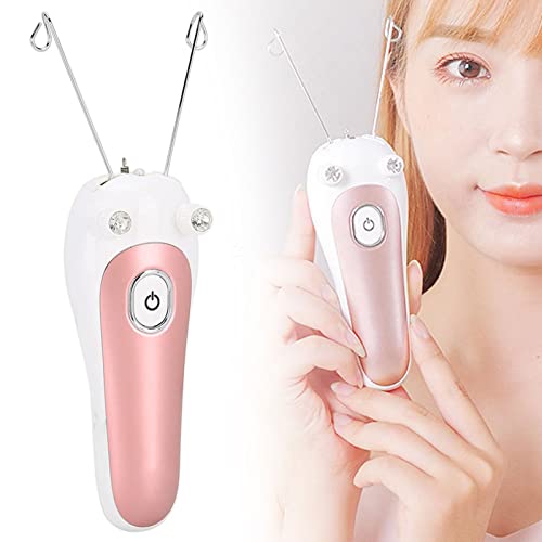 Electric Facial Hair Remover for Women - Painless Epilator & Body Hair Threading Device - Rechargeable Lady Shaver for Face, Arms, Legs & Bikini Line - Perfect for Smooth Skin at Home or Travel (Pink)