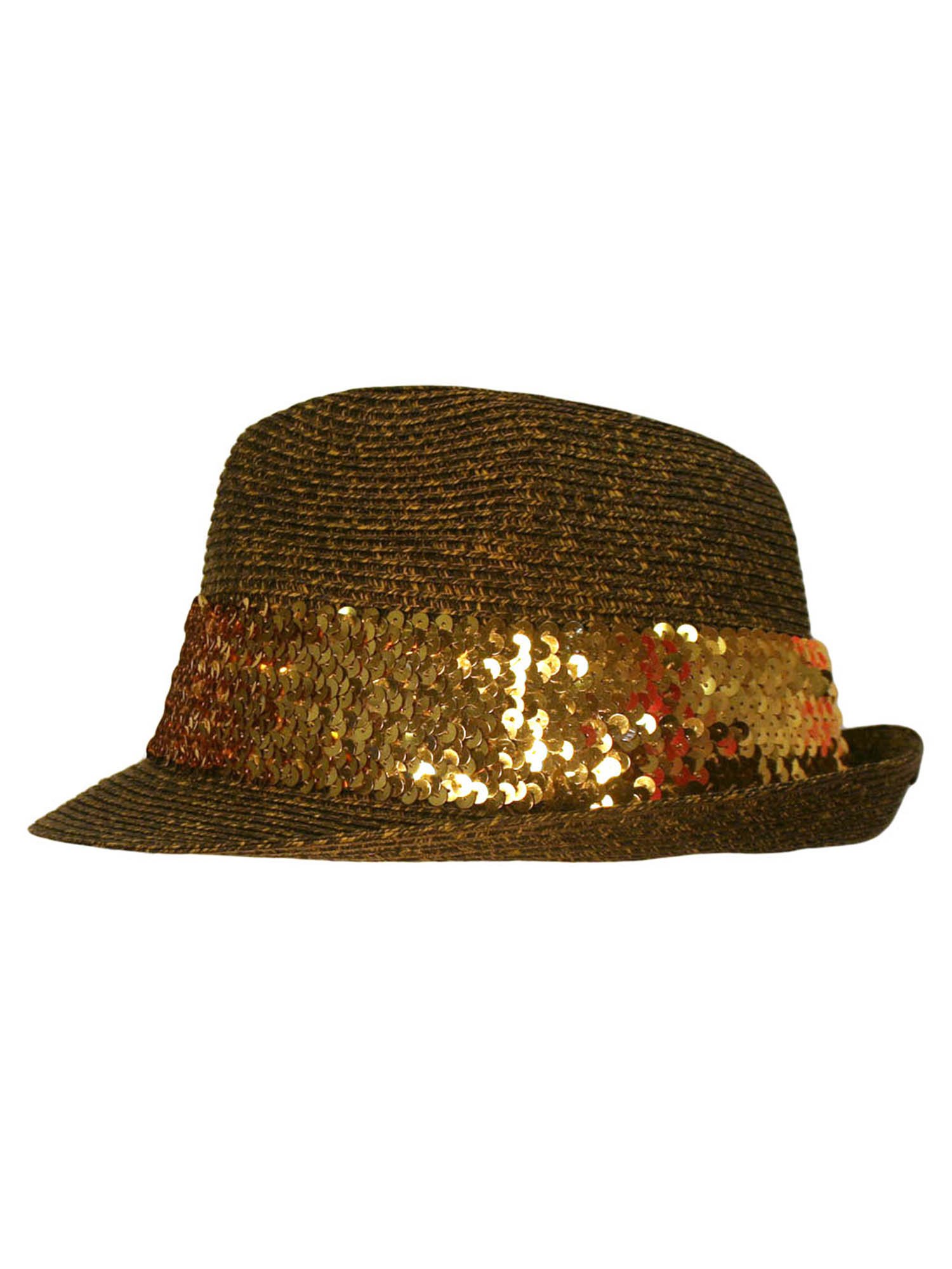 Luxury Divas Straw Fedora Hat with Sequin Band - Stylish Summer Beach Hat for Women, Perfect for Vacations, Parties & Outdoor Events