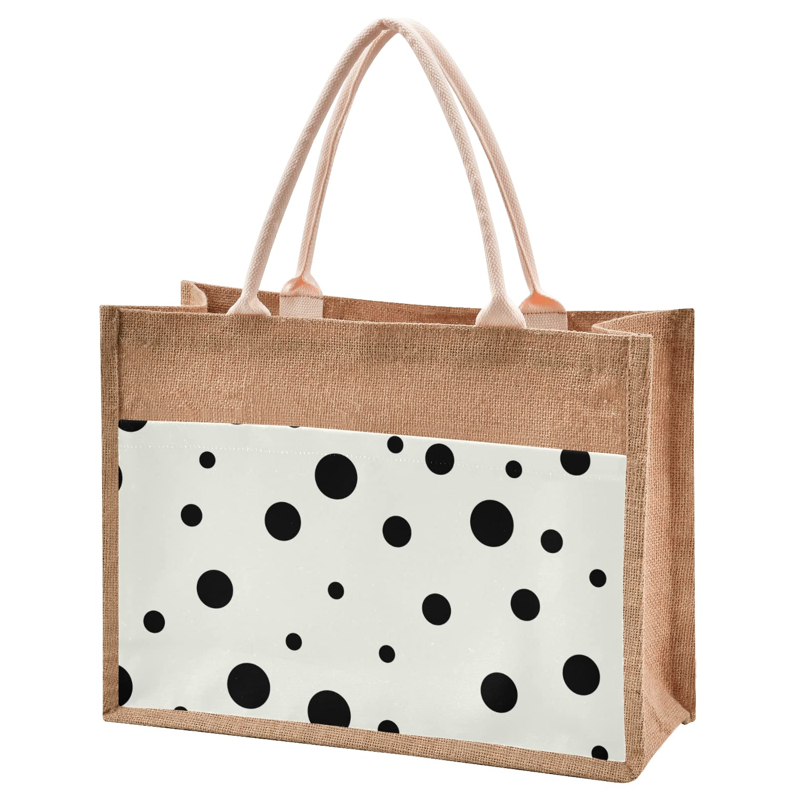 Stylish Cow Print Tote Bag - Large Capacity Eco-Friendly Jute Handbag for Women & Girls (4 Size Options) - Perfect for Shopping, Beach & Everyday Use