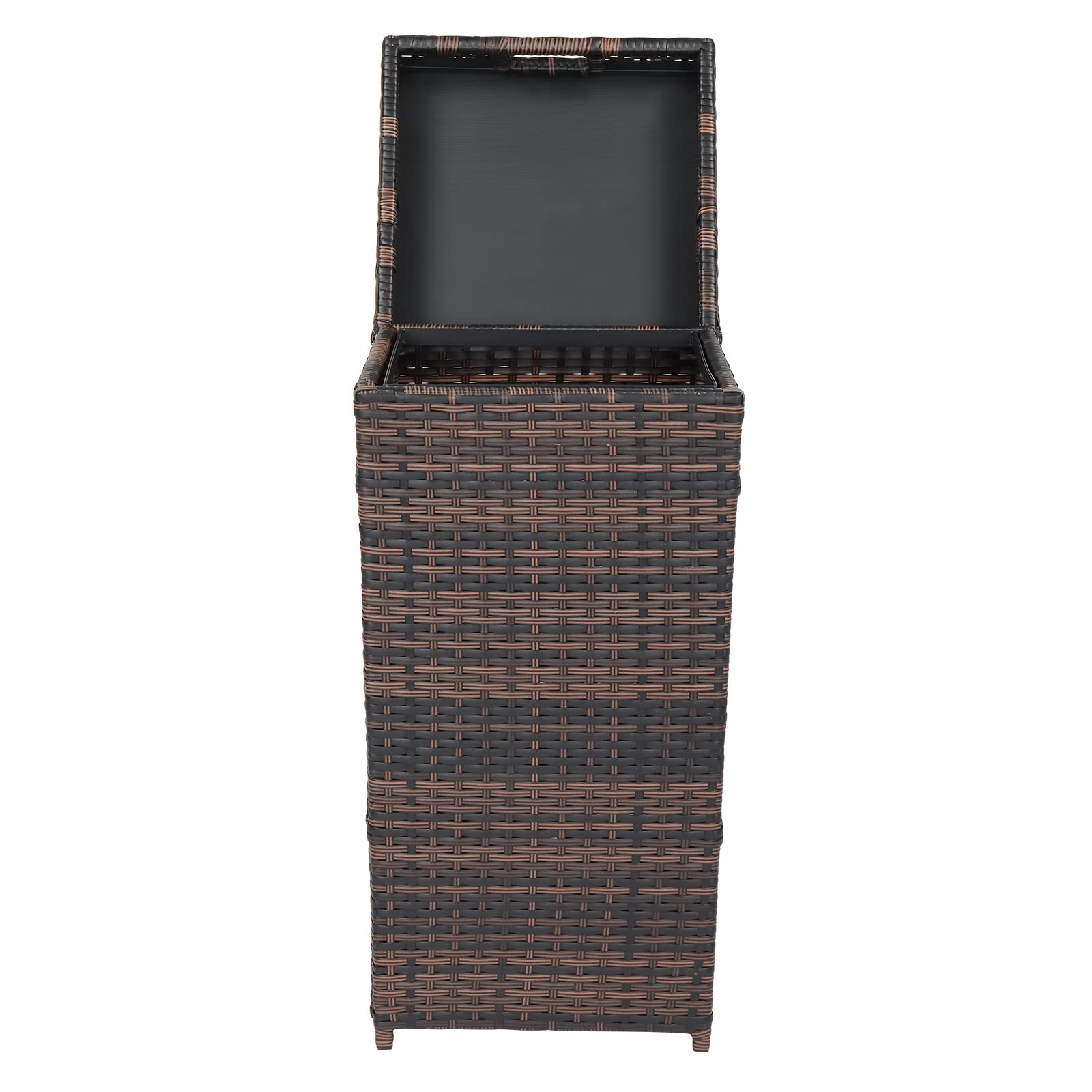 HomVent 27-Gallon Outdoor Trash Can with Lid - Waterproof Rattan Garbage Bin for Backyard, Patio, Deck & Outdoor Kitchen - Durable Tall Waste Basket for Home & Garden (Black) | Perfect for BBQ Parties, Poolside & Outdoor Entertaining