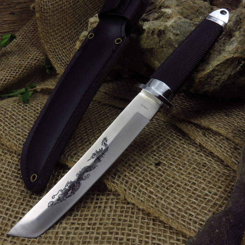 Szco Supplies Black Dragon Tanto Knife - Tactical Survival Blade for Outdoor Camping, Hunting & Self Defense