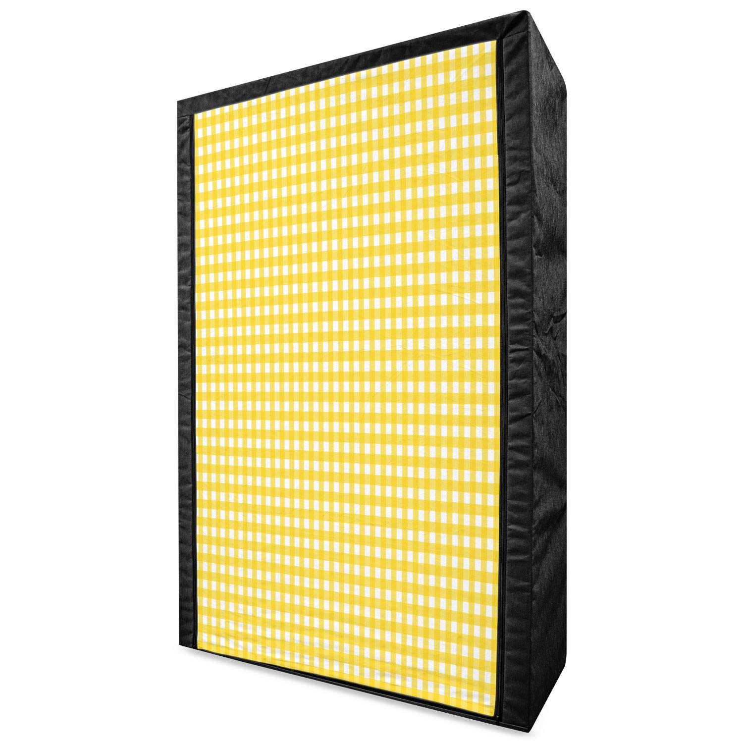 Ambesonne Yellow and White Checkered Portable Fabric Wardrobe - 42.5
