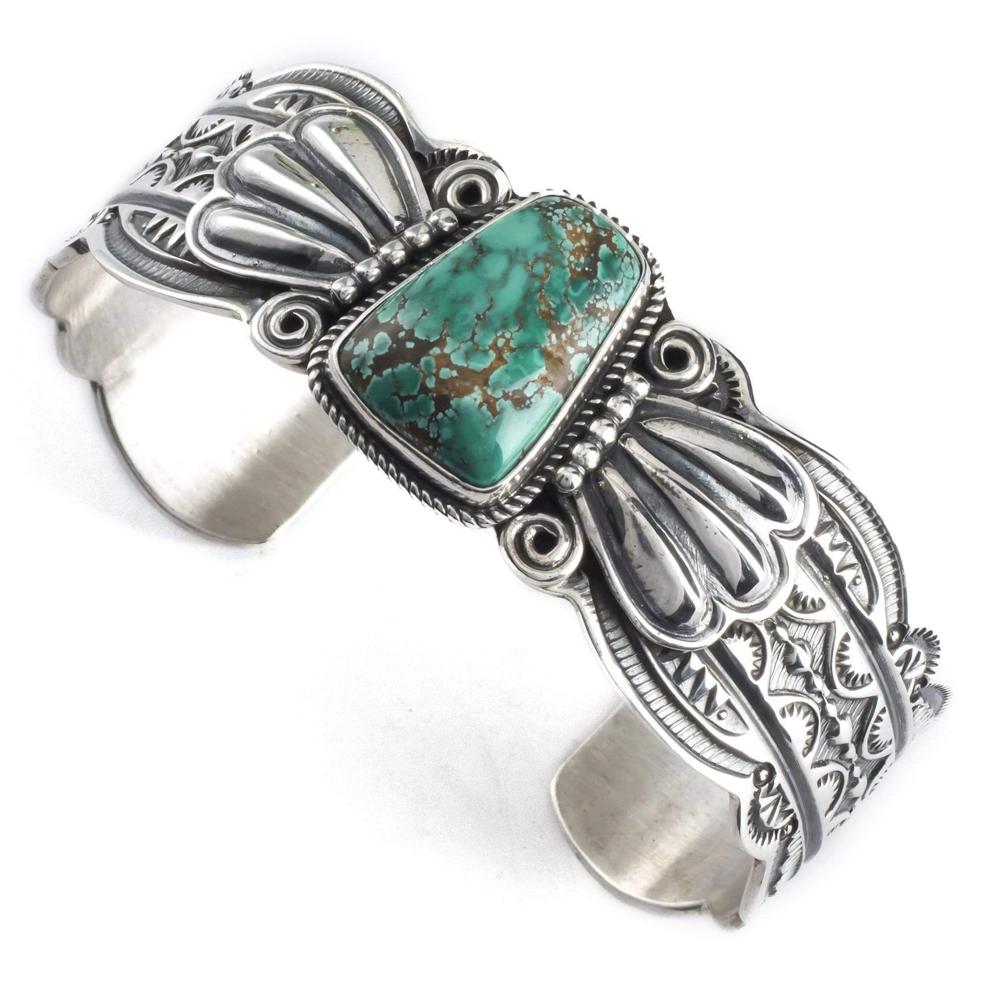 Authentic Native American Handmade 925 Sterling Silver Cuff Bracelet with Darrell Cadman Carico Lake Turquoise - Elegant Jewelry for Women, Perfect for Weddings, Parties & Boho Fashion