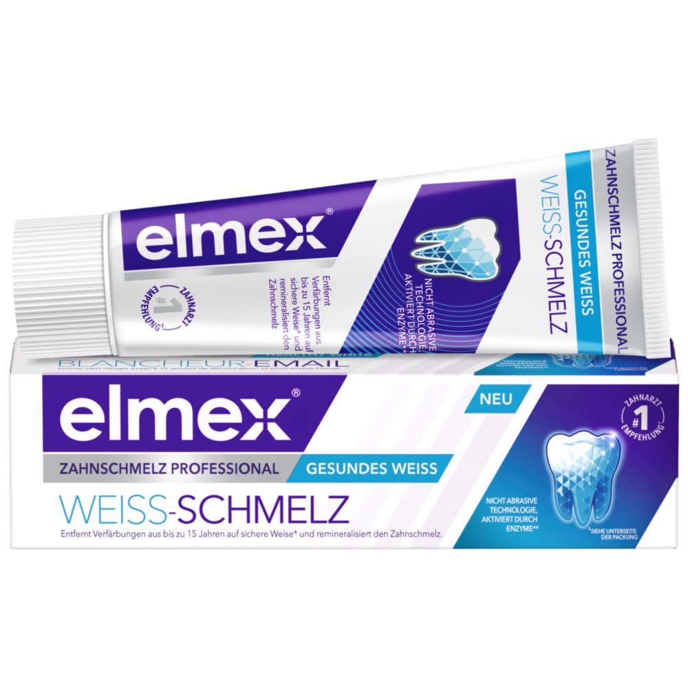 elmex Opti-Schmelz Professional Toothpaste 75ml - Strengthens Enamel & Whitens Teeth | Reduces Discoloration for a Brighter Smile | Ideal for Daily Oral Care & Sensitive Teeth