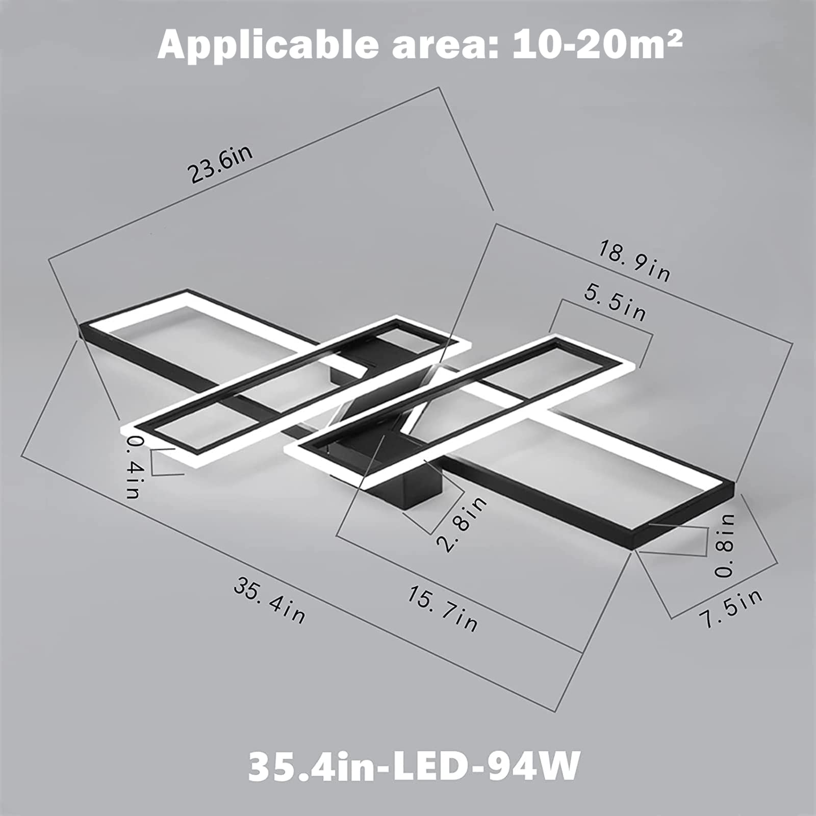 Dimmable Modern LED Ceiling Light Fixture with Remote Control - 35.4 Inch Flush Mount Geometric Lighting for Bedroom, Living Room & Dining Room - Energy Efficient White LED Panel for Home & Office Decor