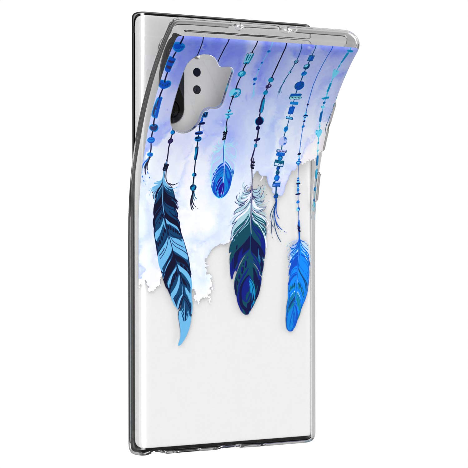 Samsung Galaxy S24 S23 Ultra S22 5G Plus S21 FE S20 S10 Phone Case - Lightweight Blue Watercolor Tribal Feather Design Slim Protective Silicone Cover for Women | Perfect for Everyday Use, Travel & Style Protection